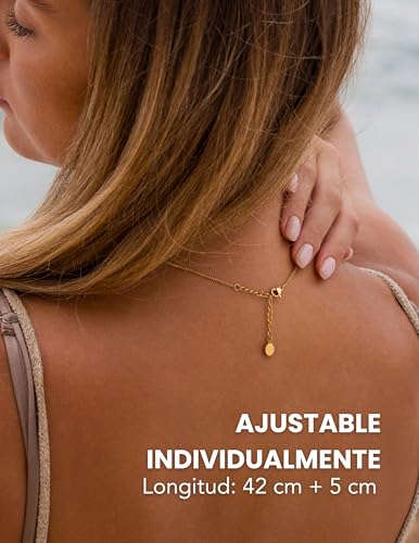 Detalle 2 de GD GOOD.designs Collar con colgante de corazón y circonitas en acero 316L—oro 18K, ajuste 42–47 cm