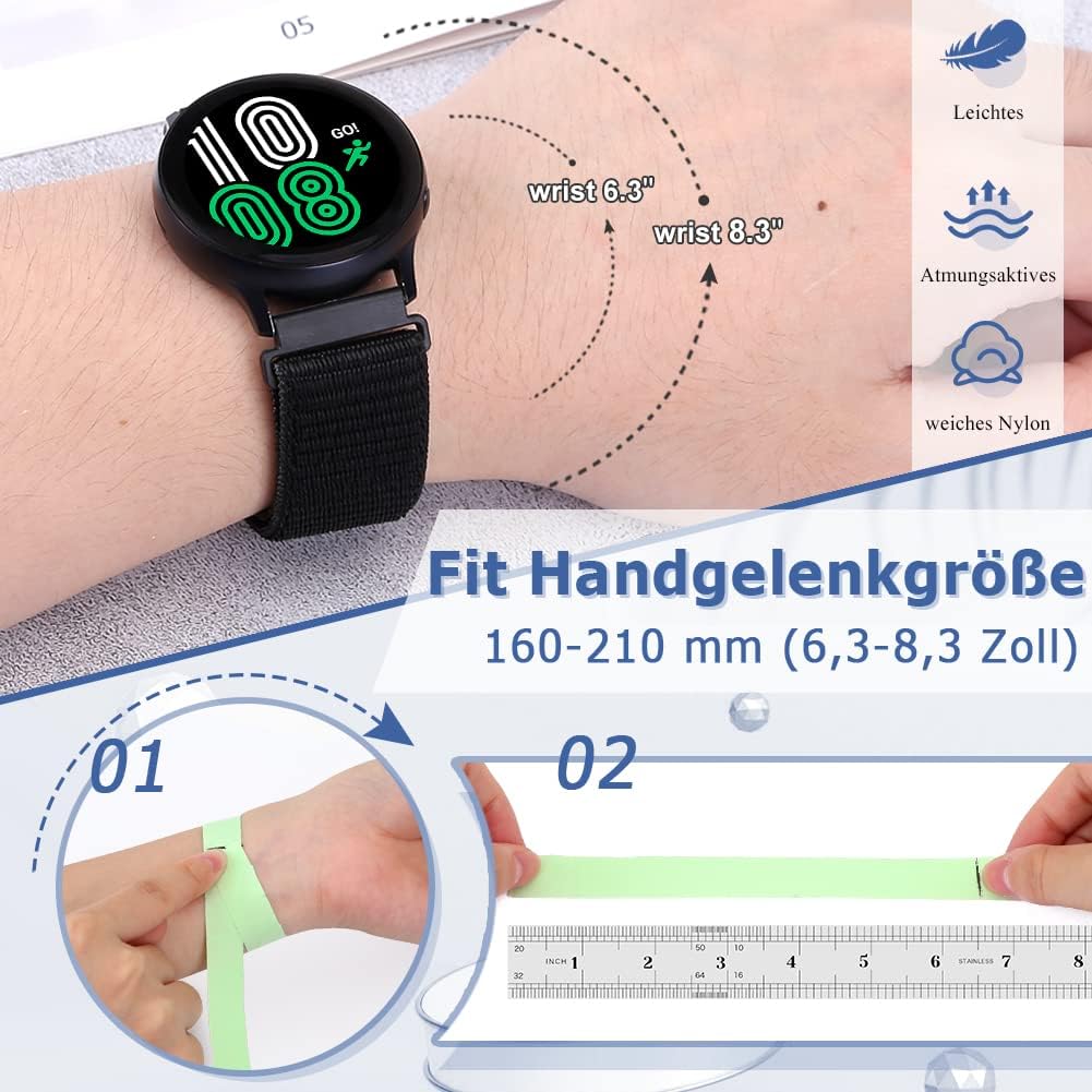 Detalle 2 de Runostrich Nylon Armband 18–24 mm – atmungsaktives Sportarmband mit Klettverschluss