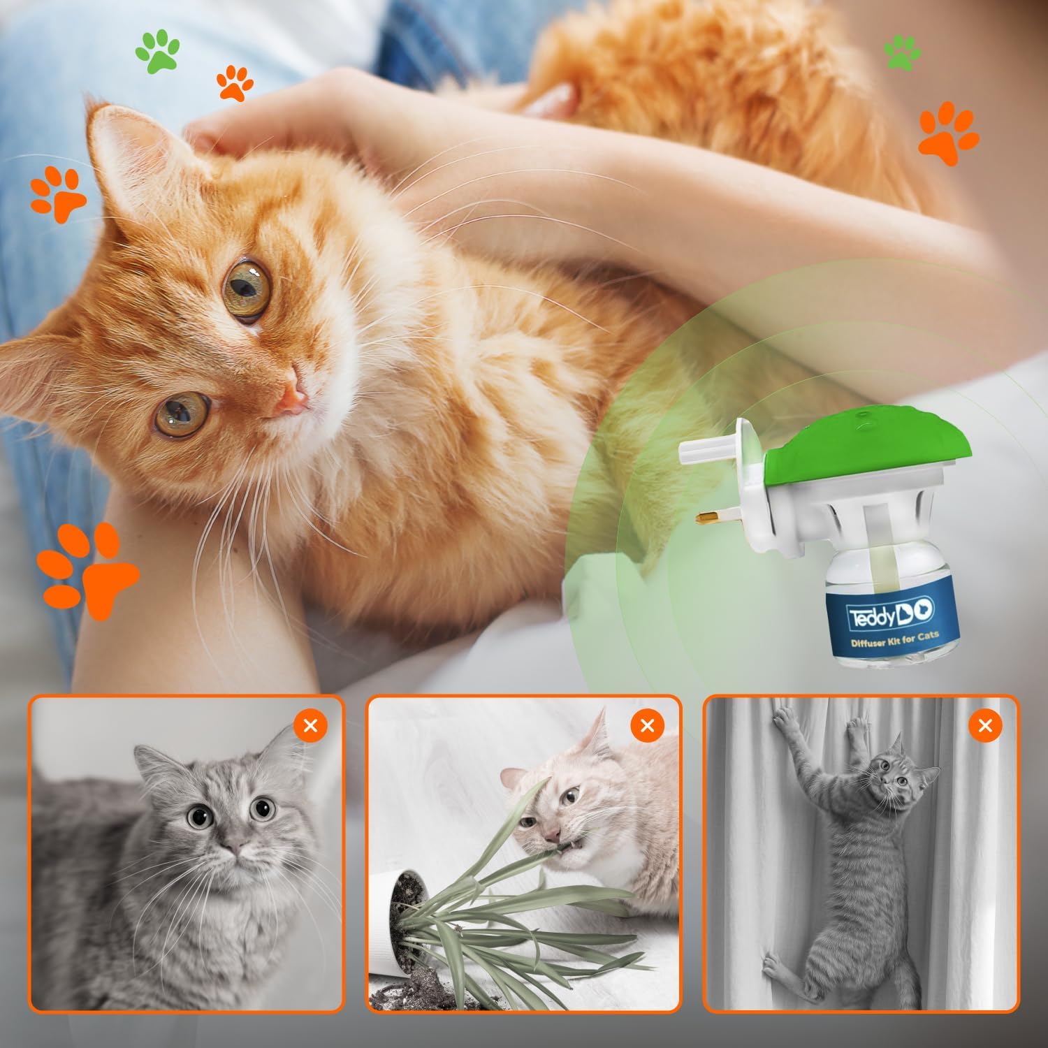 Thumbnail 5 de TeddyDo Cat Calming Diffuser Plug-In (UK Type G) – 60-Day Double Pack for Cats