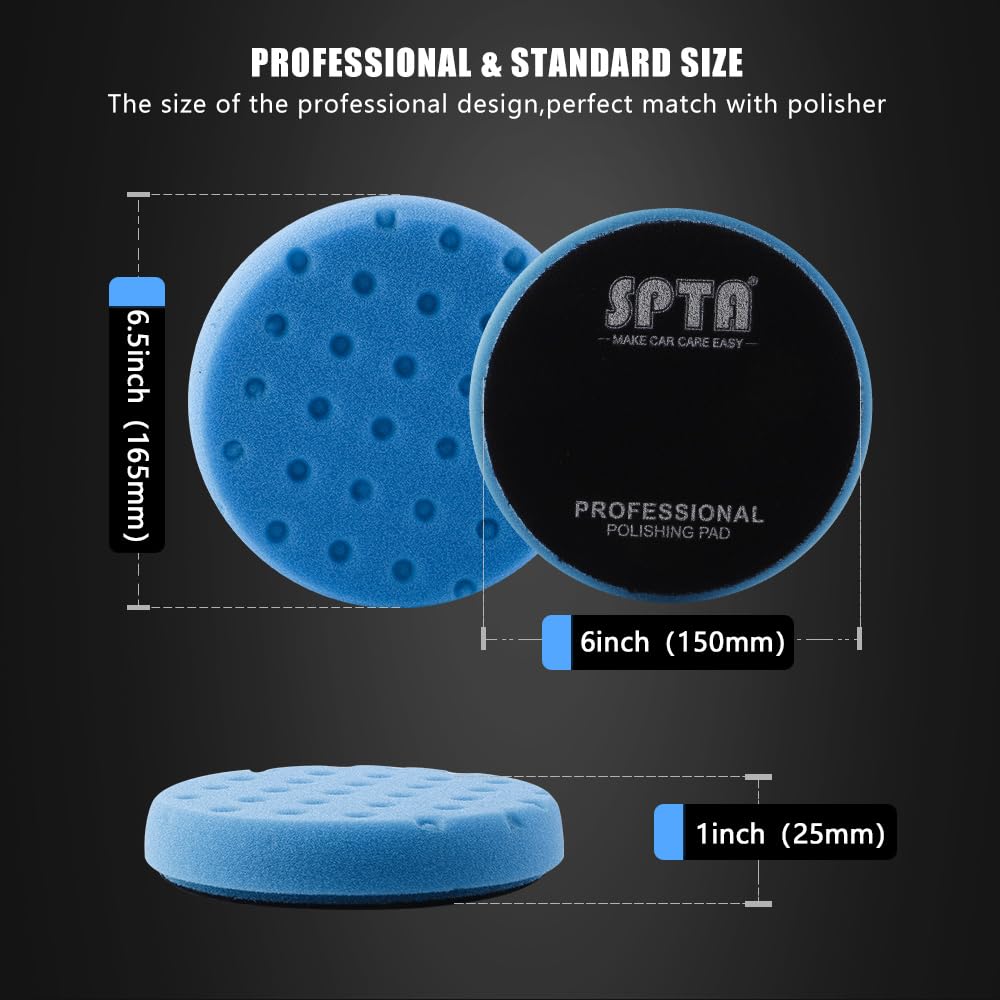 Thumbnail 6 de Polierschwamm-Set SPTA 5tlg 150mm Klett Waffle – Polierpads mit zwei Größen und farblich kodierter Härte