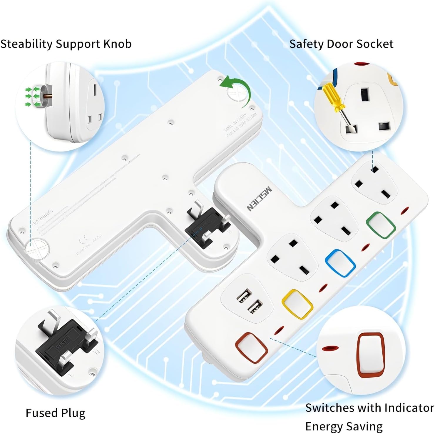 Thumbnail 5 de Mscien Plug Extension with USB 3250W
