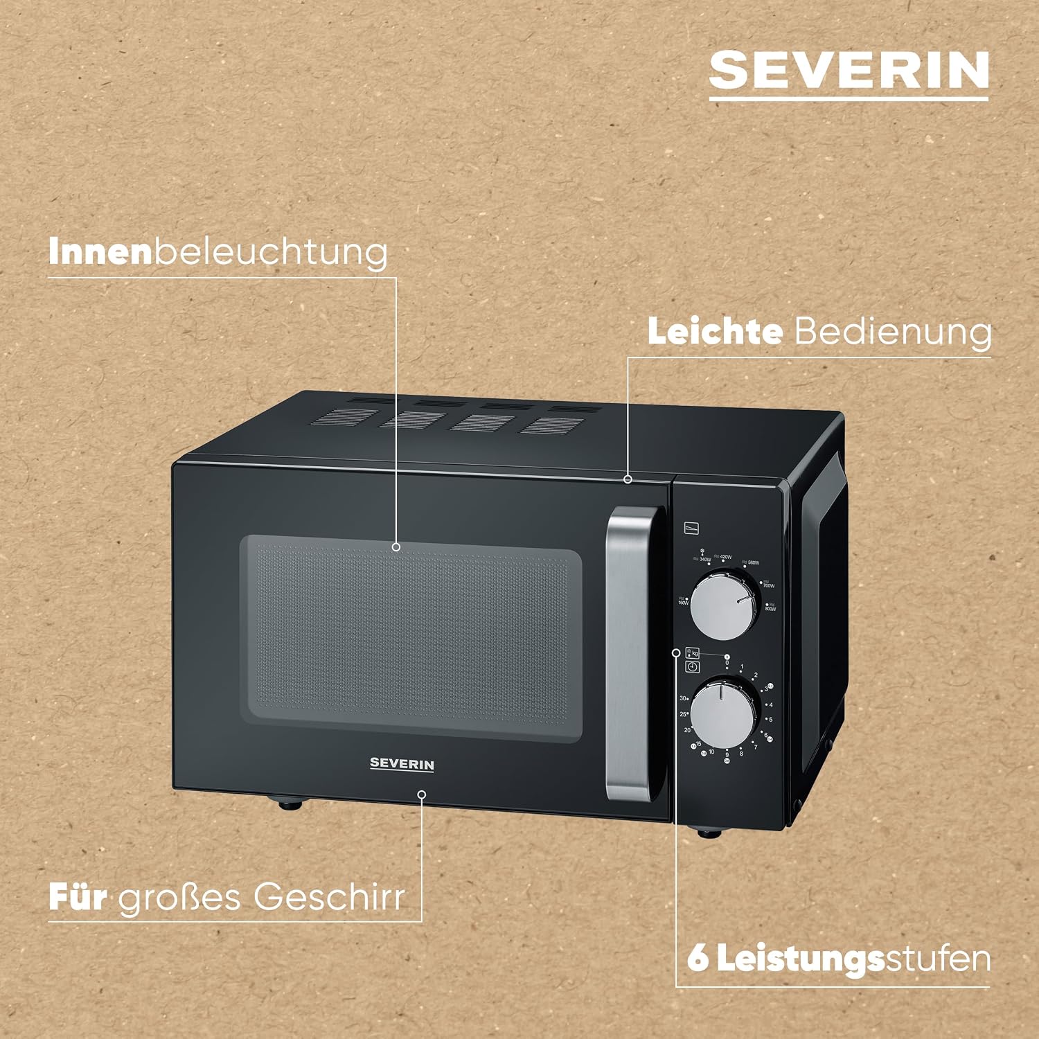 Thumbnail 6 de Severin Mikrowelle mit Glasboden MW 7761 – kompakt, flach, ideal für große Speisen