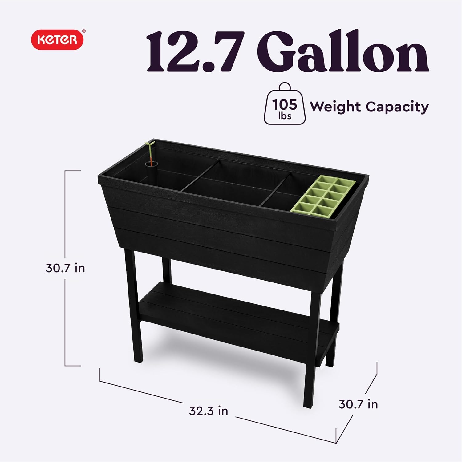 Detalle 2 de Keter Urban Bloomer 12.7 Gallon Raised Garden Bed with Self-Watering Gauge