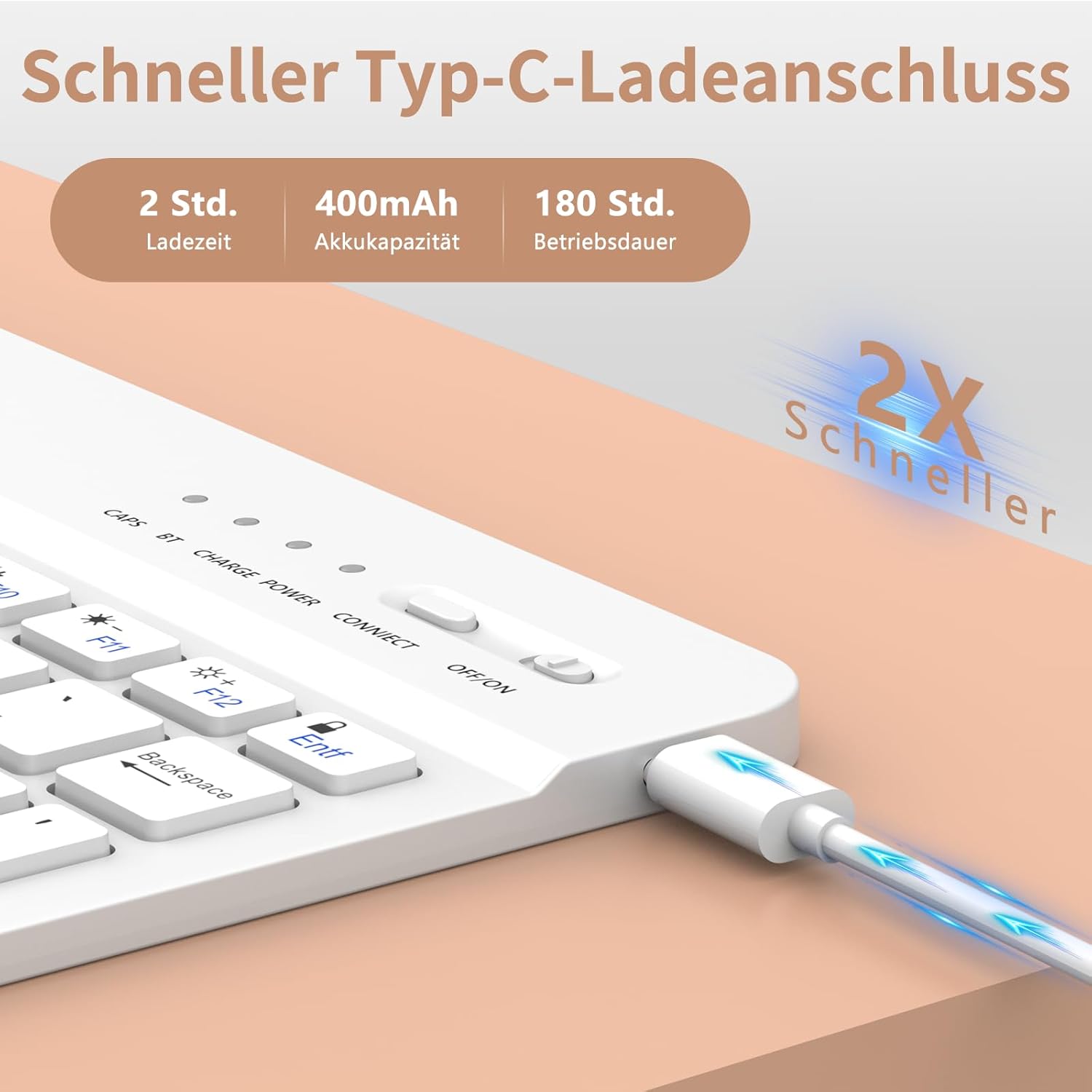Detalle de TQQ Tastaturhülle für iPad 10.2 Zoll (9/8/7 Gen) + iPad Air 3. Gen und Pro 10.5 – Abnehmbare BT-Tastatur, Deutsches QWERTZ-Layout