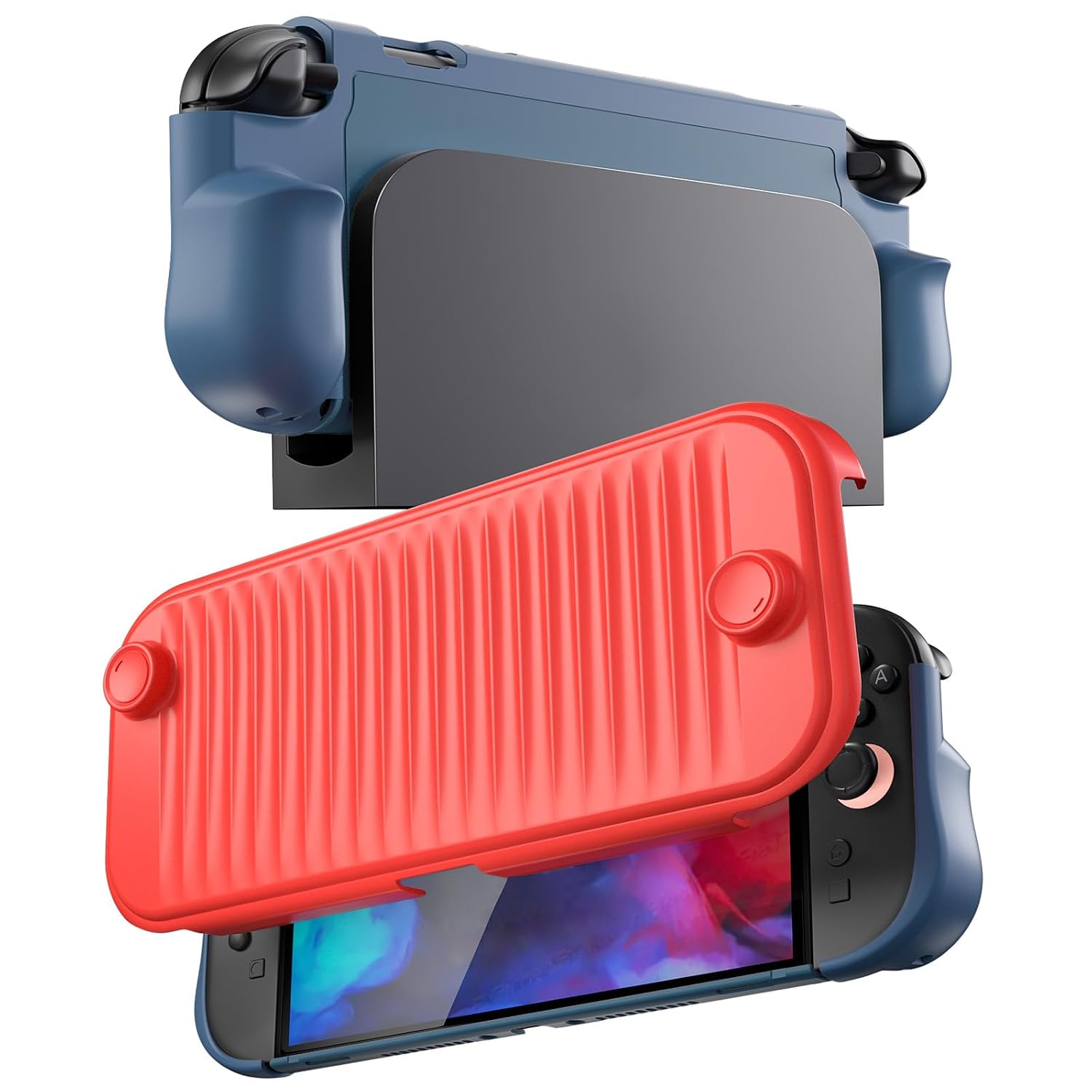 Detalle de ProCase PC-08367058 Switch 2 Grip Case with Foldable Handles, Red & Blue