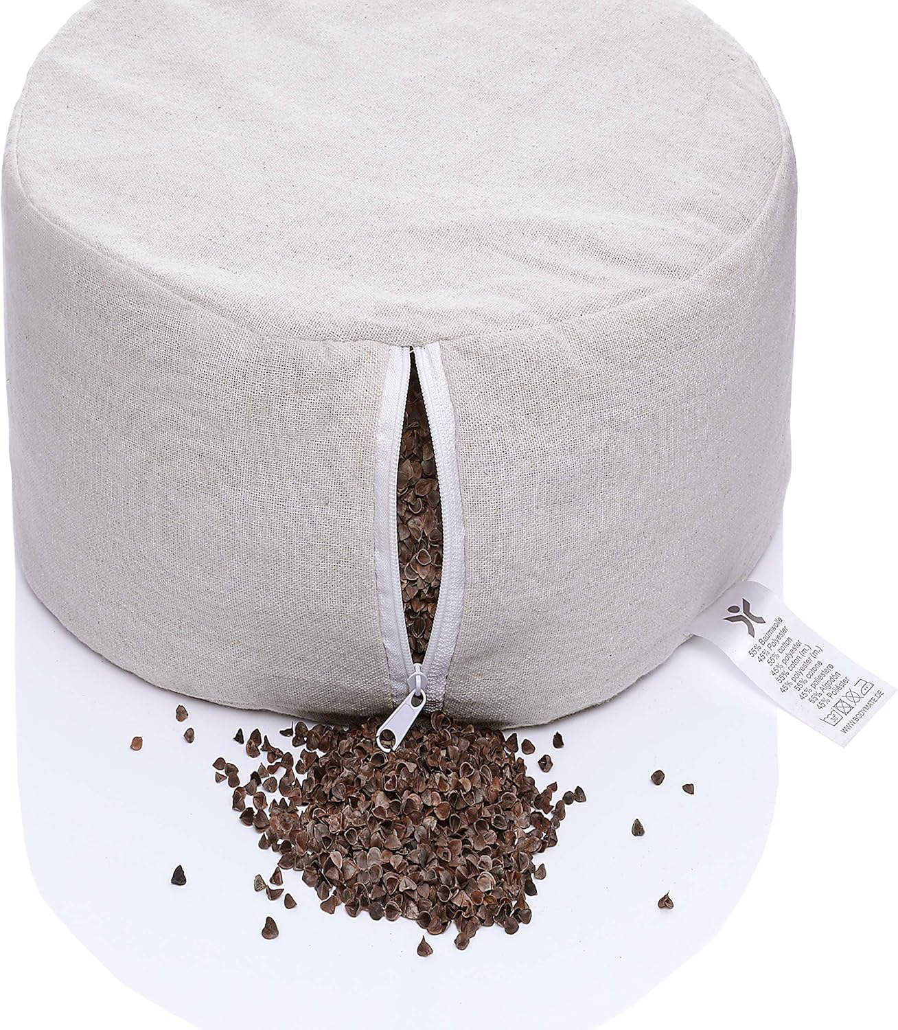 Thumbnail 5 de BODYMATE Coussin de méditation et yoga (zafu) surélevé 20 cm, Ø 31 cm, rembourré en coques de sarrasin