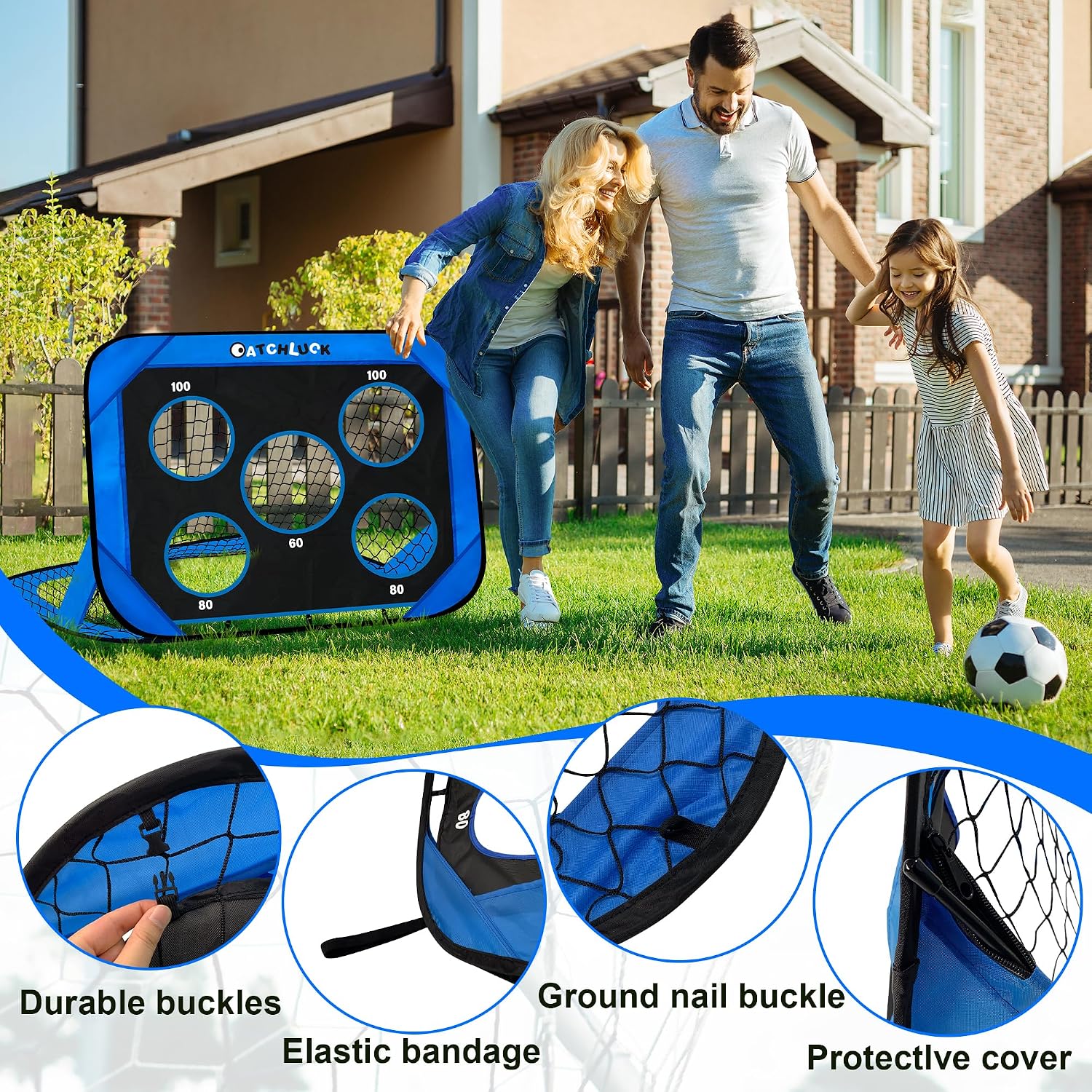 Detalle de CATCHLUCK Outdoor Football Goals kindervoetbaldoel, pop-up met trainingstools