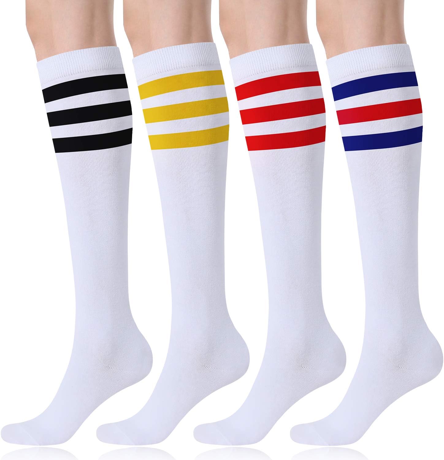 Detalle de FITRELL Women's Knee-High Athletic Socks, Striped Tube Style