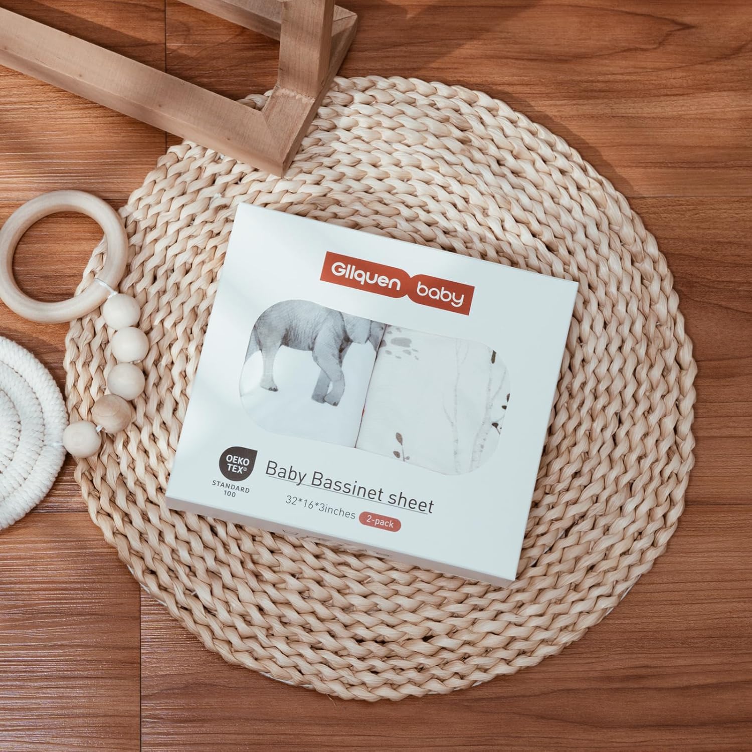 Thumbnail 1 de GLLQUEN BABY Moses Basket Fitted Sheets 2-pack
