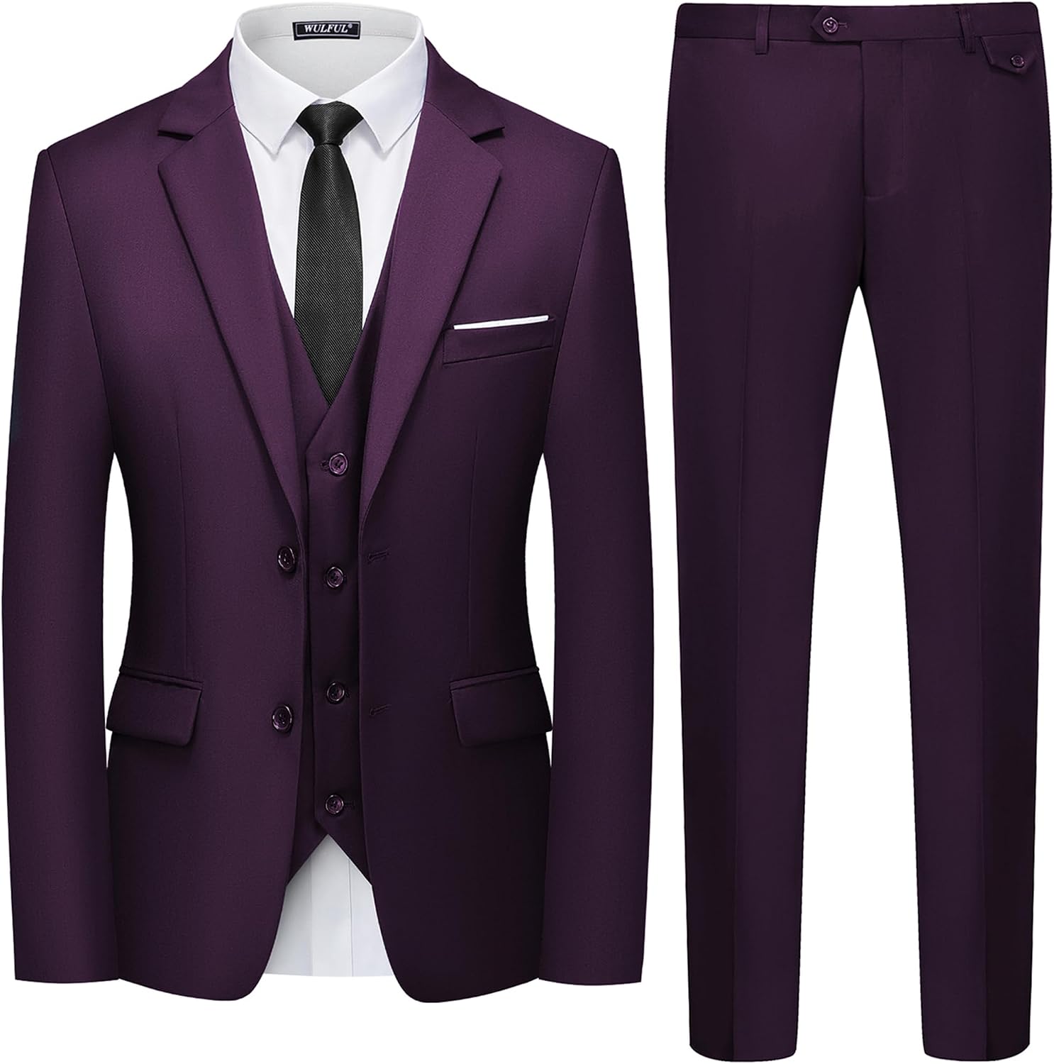 Detalle de WULFUL 3 Piece Slim Fit Suit 1 Set