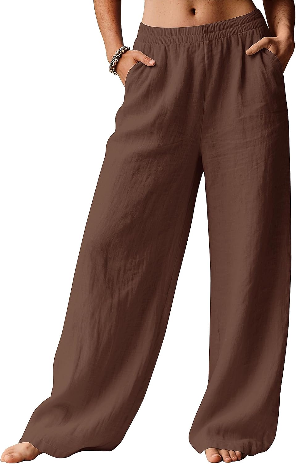 Detalle de Rapbin Linen Trousers Womens Wide Leg Pants