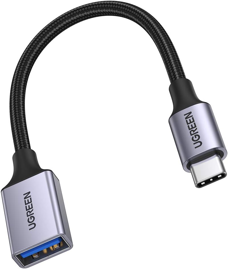 Detalle de UGREEN USB-C-naar-USB-A 3.0 OTG-adapter, 5 Gbps, gevlochten nylon