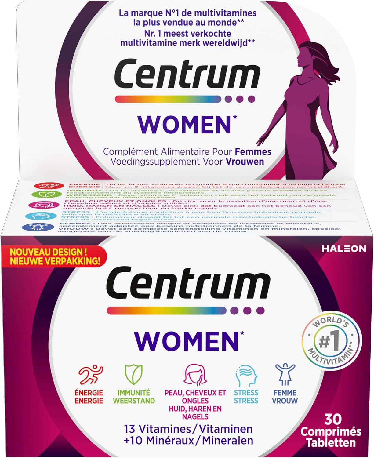 Detalle de Centrum Women multivitamines 30 comprimĂ©s đ