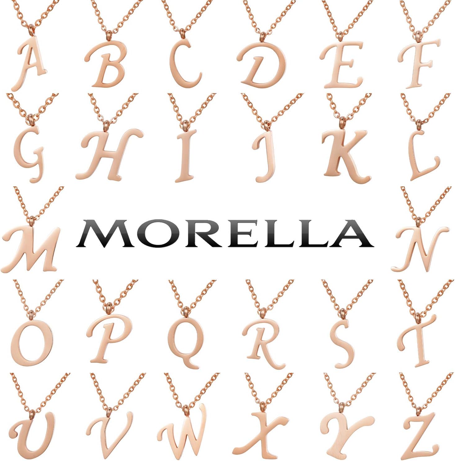 Detalle de Morella Collana da Donna in Acciaio Inox Oro Rosa con Ciondolo Lettera