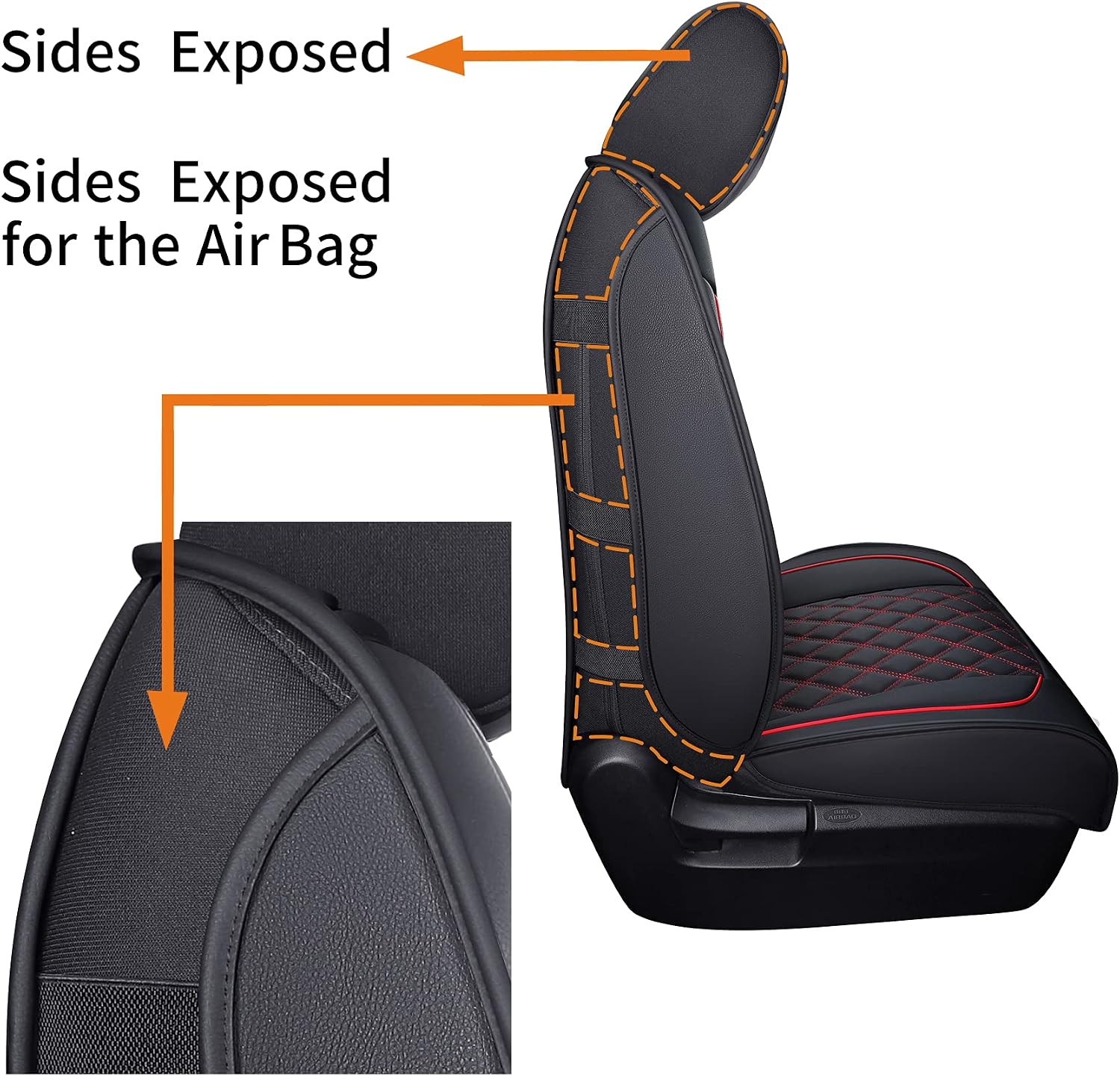 Thumbnail 3 de YIERTAI Truck Seat Covers for Toyota Tundra CrewMax/Extended Cab (2008-2026) – Full 5-Piece Waterproof Leather Set, Black-Red