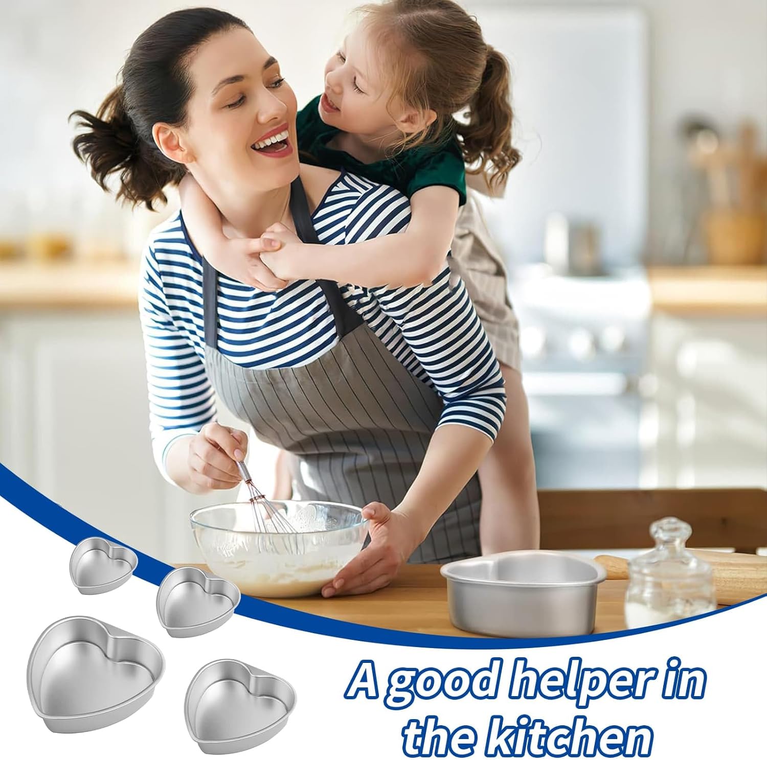 Detalle de Eidoct Heart Cake Pan Set (4 Pack) with Removable Bottom – 4/6/8/10in