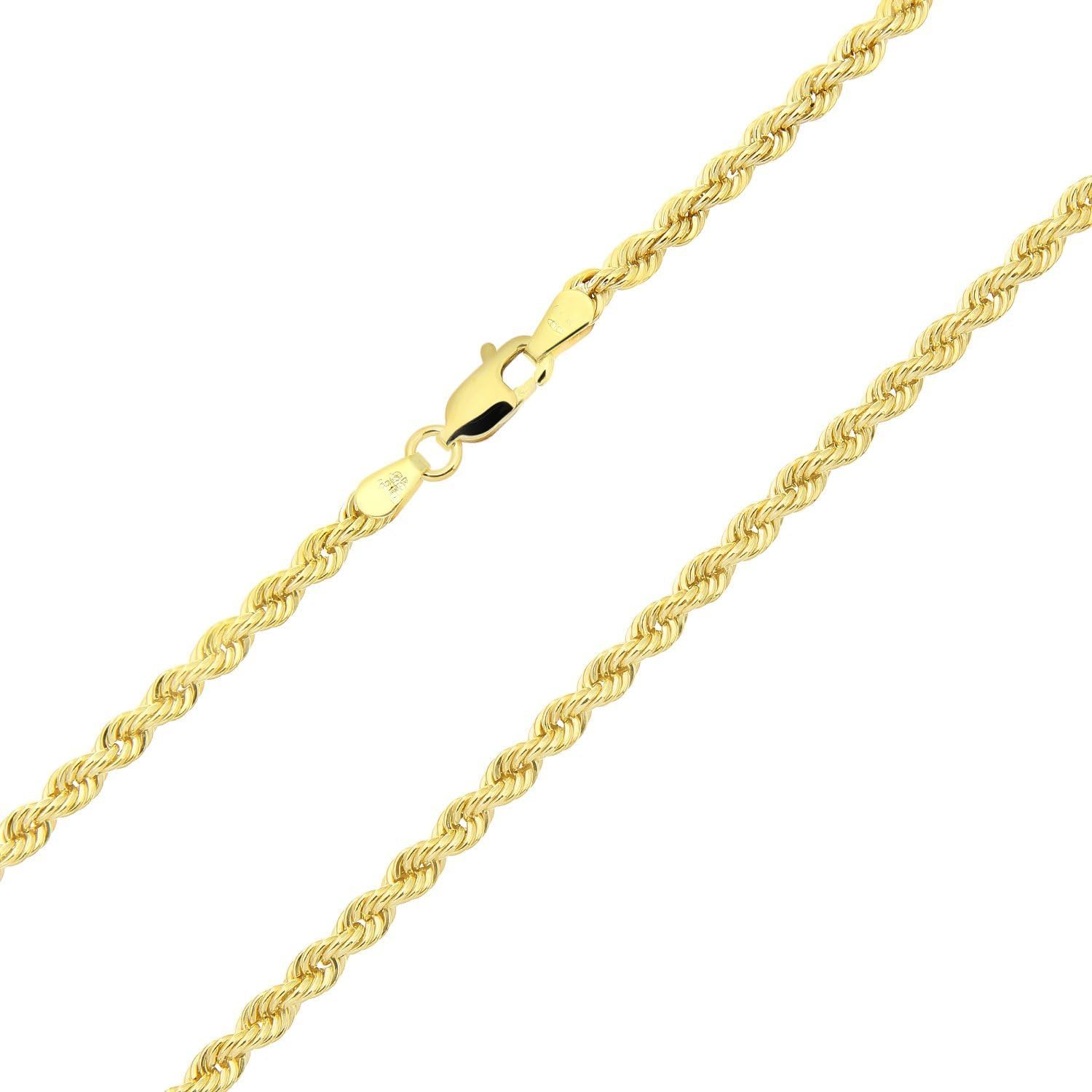 Detalle de Collana in oro giallo 14K/585 unisex, 3 mm di larghezza, varie lunghezze