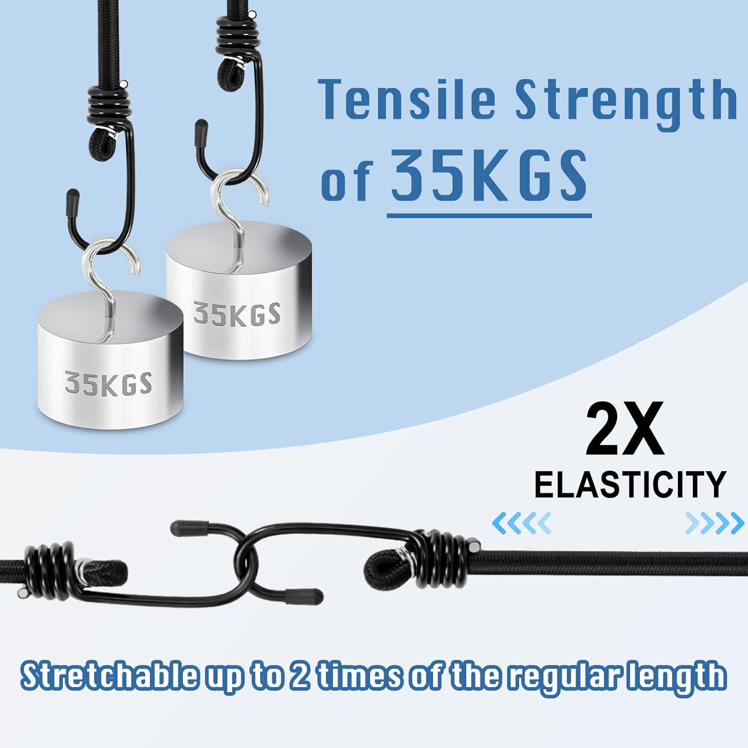 Detalle 2 de WeFine Pack of 10 Bungee Cords 16 inch