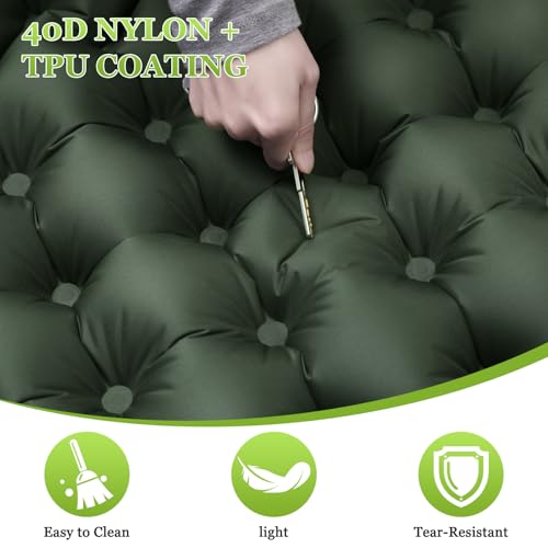 Detalle de Satisure Esterilla de camping con almohada hinchable: colchón de aire ultraligero 196 x 69 cm