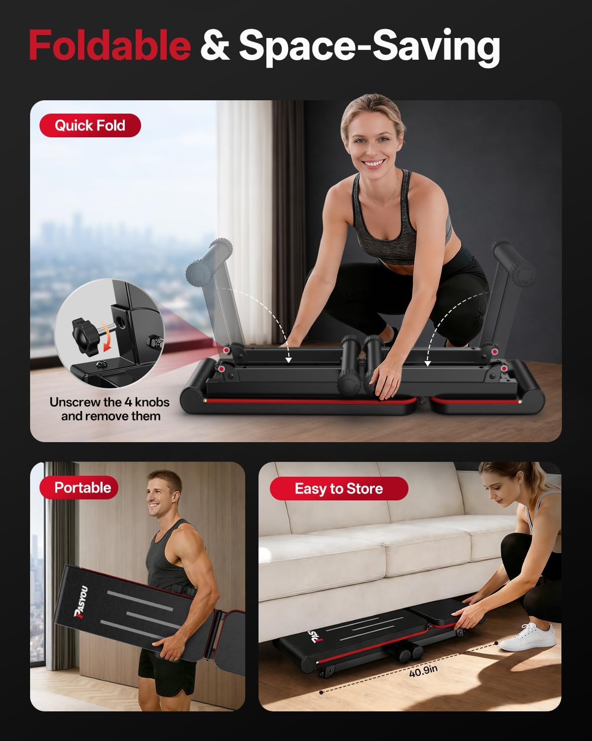 Detalle 2 de PASYOU Adjustable Weight Bench, Foldable, 660 lb Capacity, Wider Seat