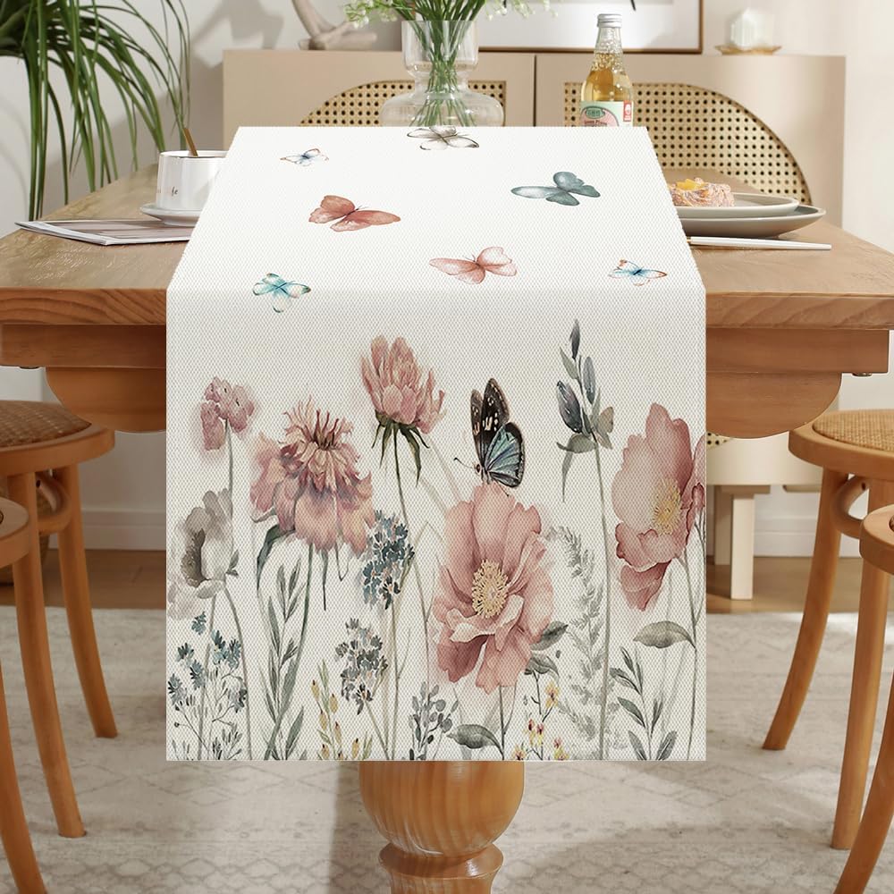 Thumbnail 5 de LOZULO Natur Blumen Tischläufer (40 x 140 cm) – moderne Frühlingsdeko, wetterfest & abwaschbar
