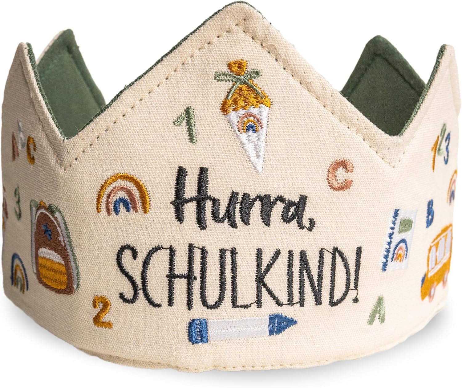 Detalle de Papierdrachen Schulkind Krone – hochwertige, bestickte Krone für den Schulanfang