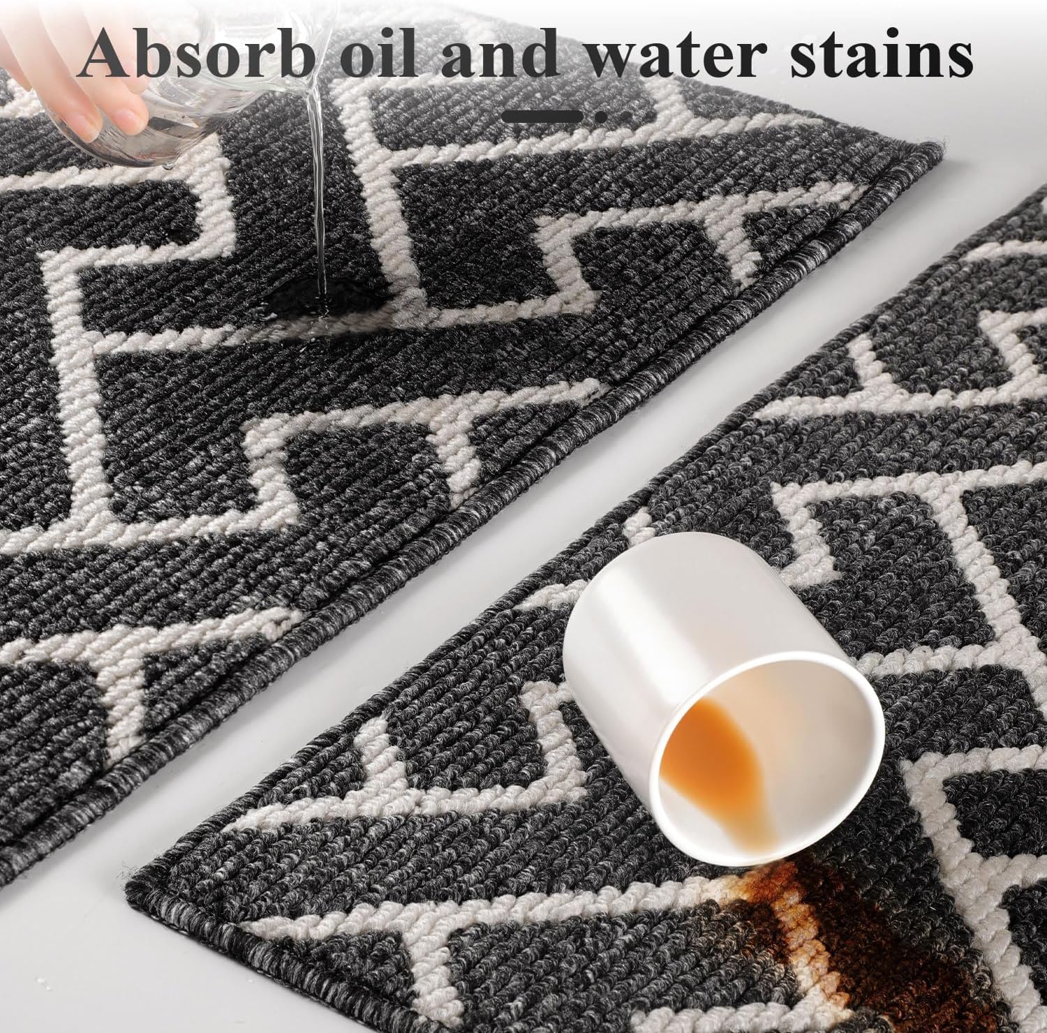 Detalle de hicorfe Front Door Mat Outside Entrance, 24" x 35" – Absorbent, Muddy Dirt Resistant, Welcome Mat with Non-Slip Backing (Dark Grey)