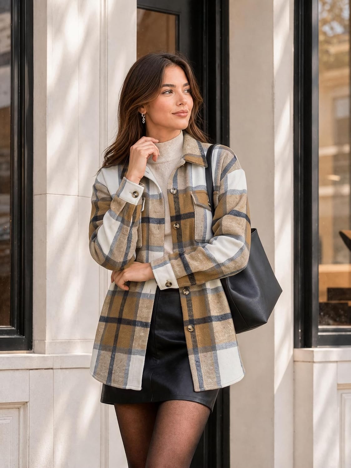 Detalle de Zeagoo Women's Flannel Shacket in Polyester