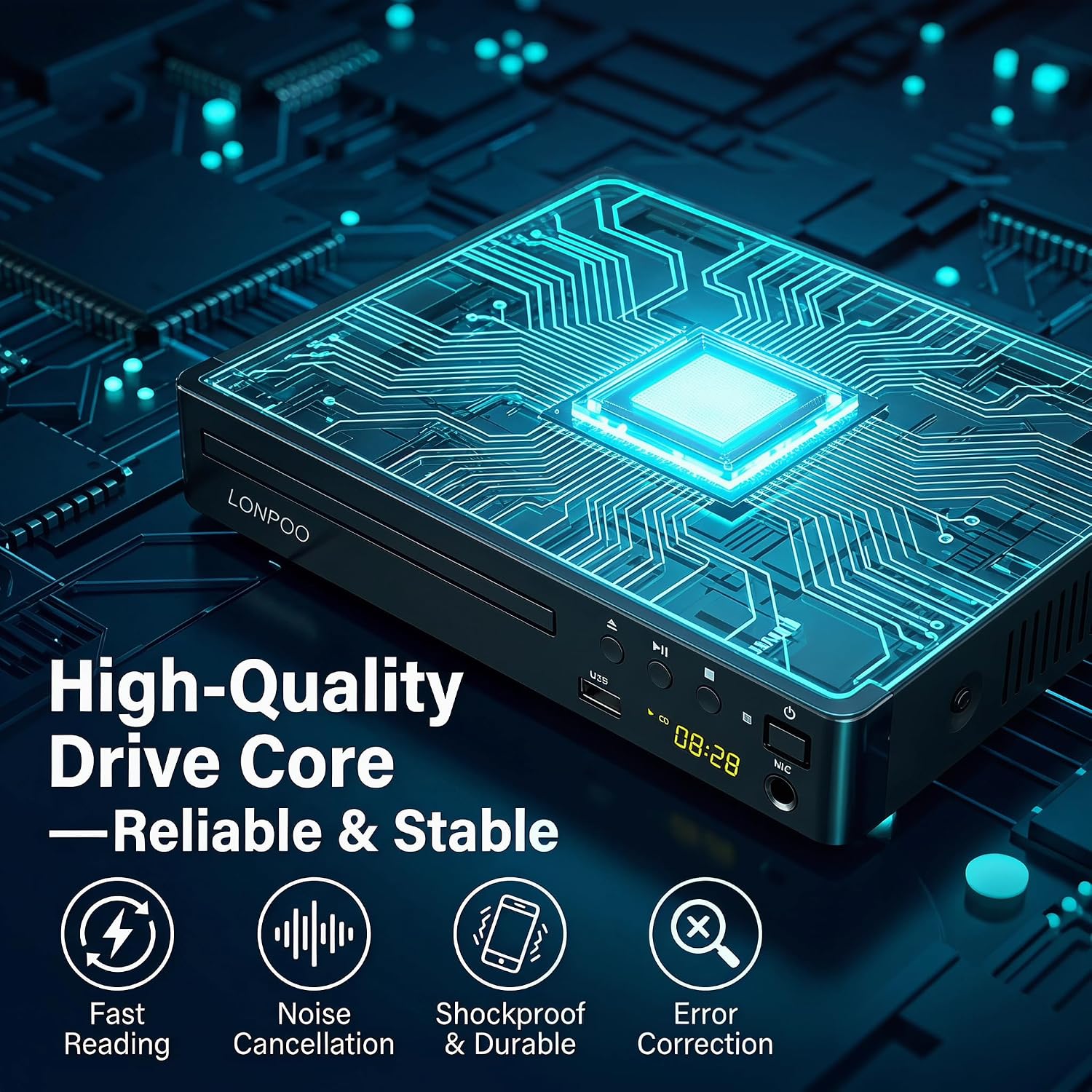 Thumbnail 3 de LONPOO DVD Player with HDMI (Region Free) for Full HD Upscaling, USB Playback, Microphone Port
