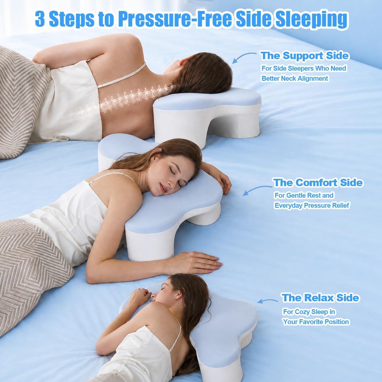 Detalle de MONSAO rx002 Side Sleeper Pillow with Arm Hole, Memory Foam & Extra Pillowcase