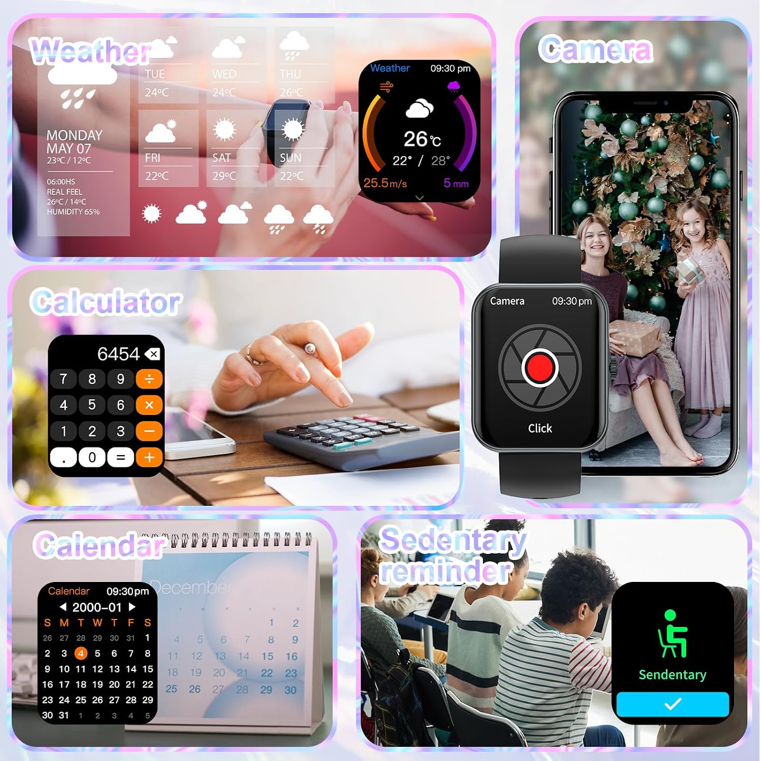 Detalle de PTHTECHUS Smartwatch Kids S80K-Black: Orologio Fitness 1.69" con Contapassi, Notifiche e 25 Modalità Sportive