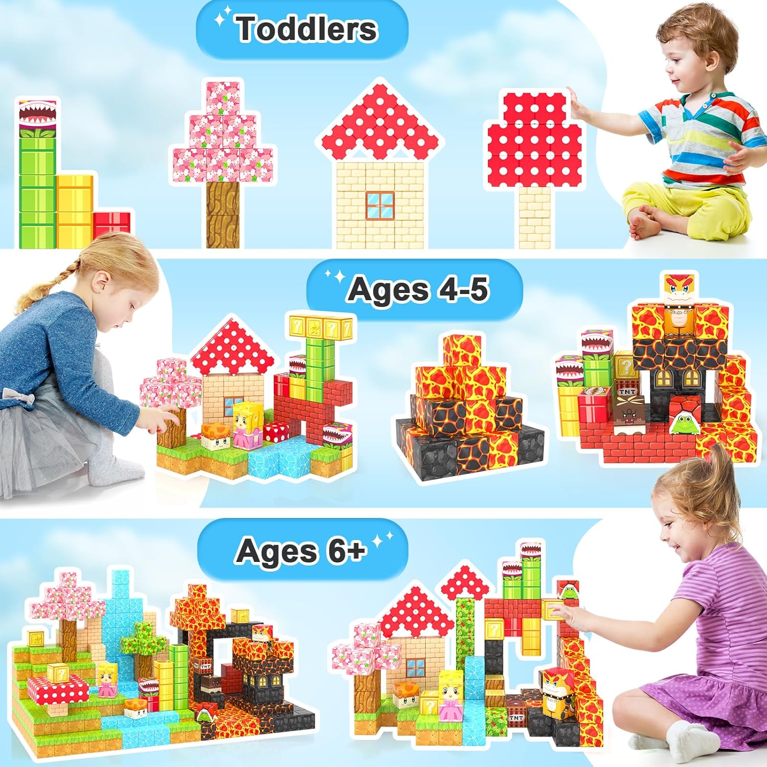 Thumbnail 2 de 110PCS Magnetic Blocks - Build Mine Magnet World Magic Teleport Pipes Set