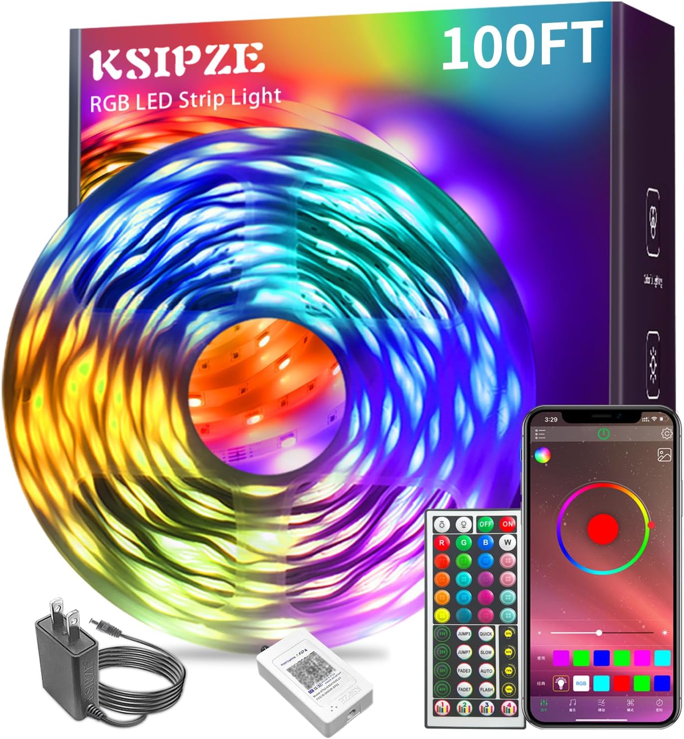 Detalle de KSIPZE P510B30 100 ft LED Strip Lights with App, Remote and Music Sync