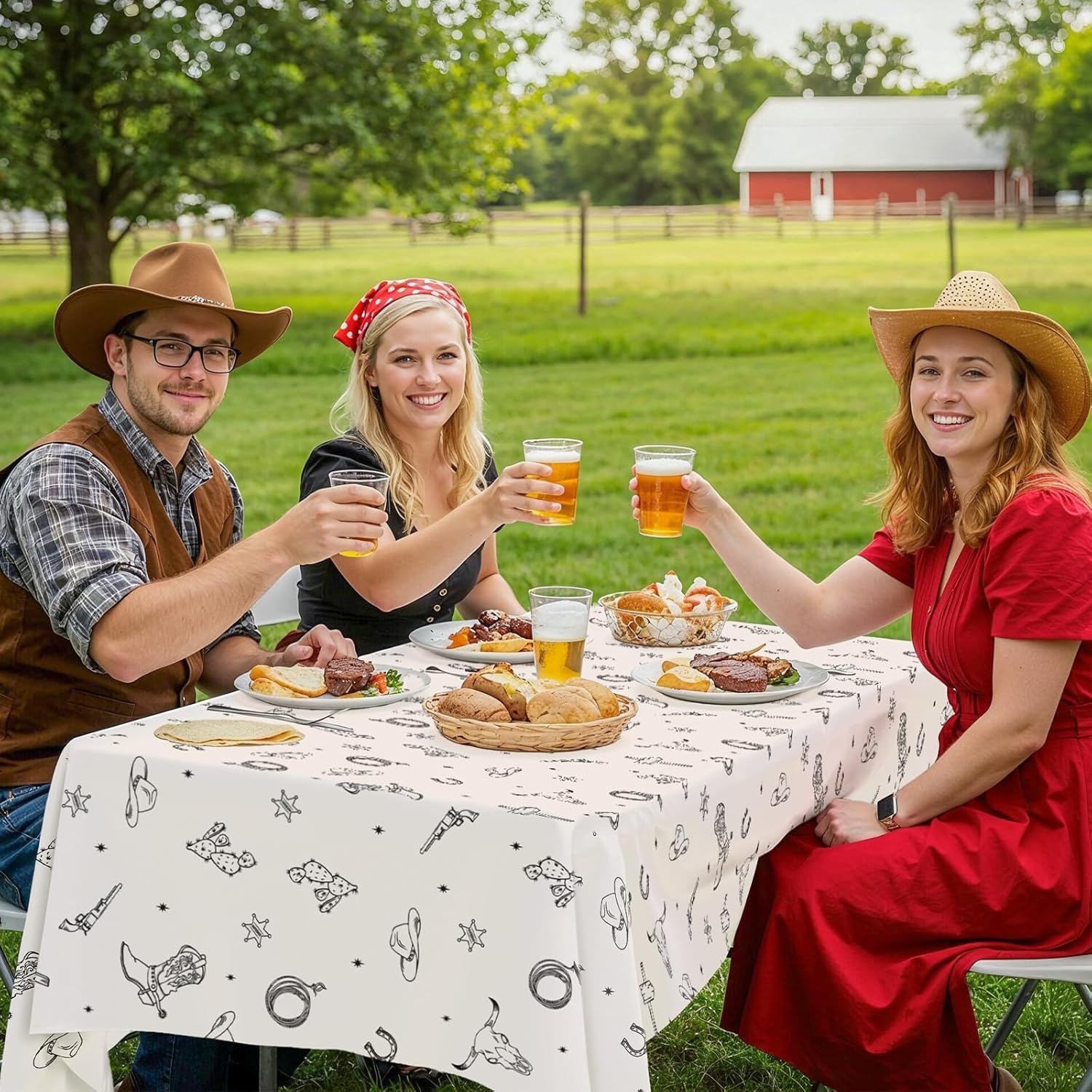 Thumbnail 6 de NatNarr 3-Pack Western Cowboy Party Tablecloths (54 x 108 in) – Disposable Rodeo Table Covers