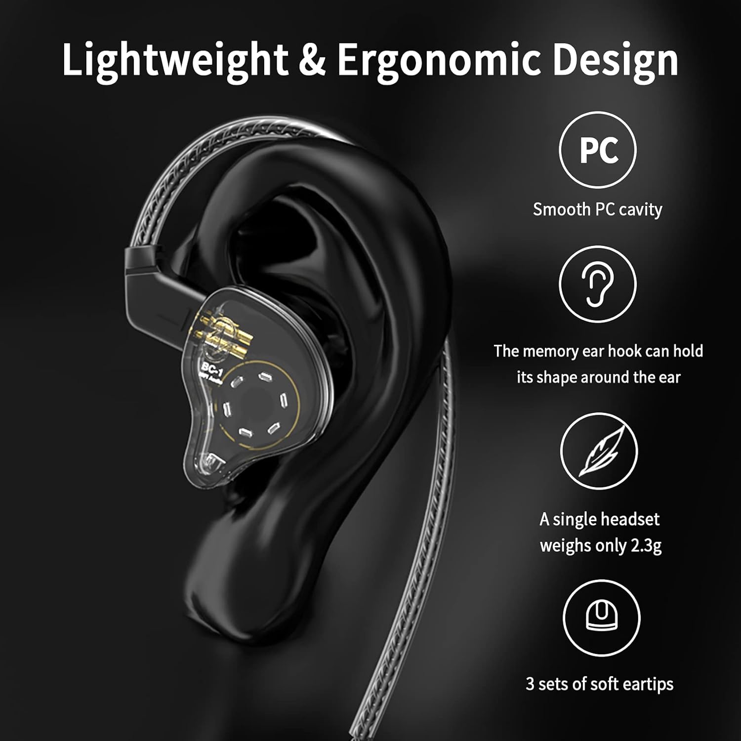 Detalle de Yinyoo CCZ Melody: Hybrid 1BA + 1DD In-Ear Monitors with 4N OFC Cable