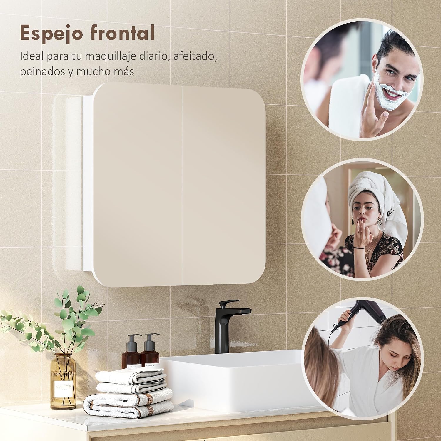 Thumbnail 6 de HOMCOM Armario de Baño con Espejo 68x13x66