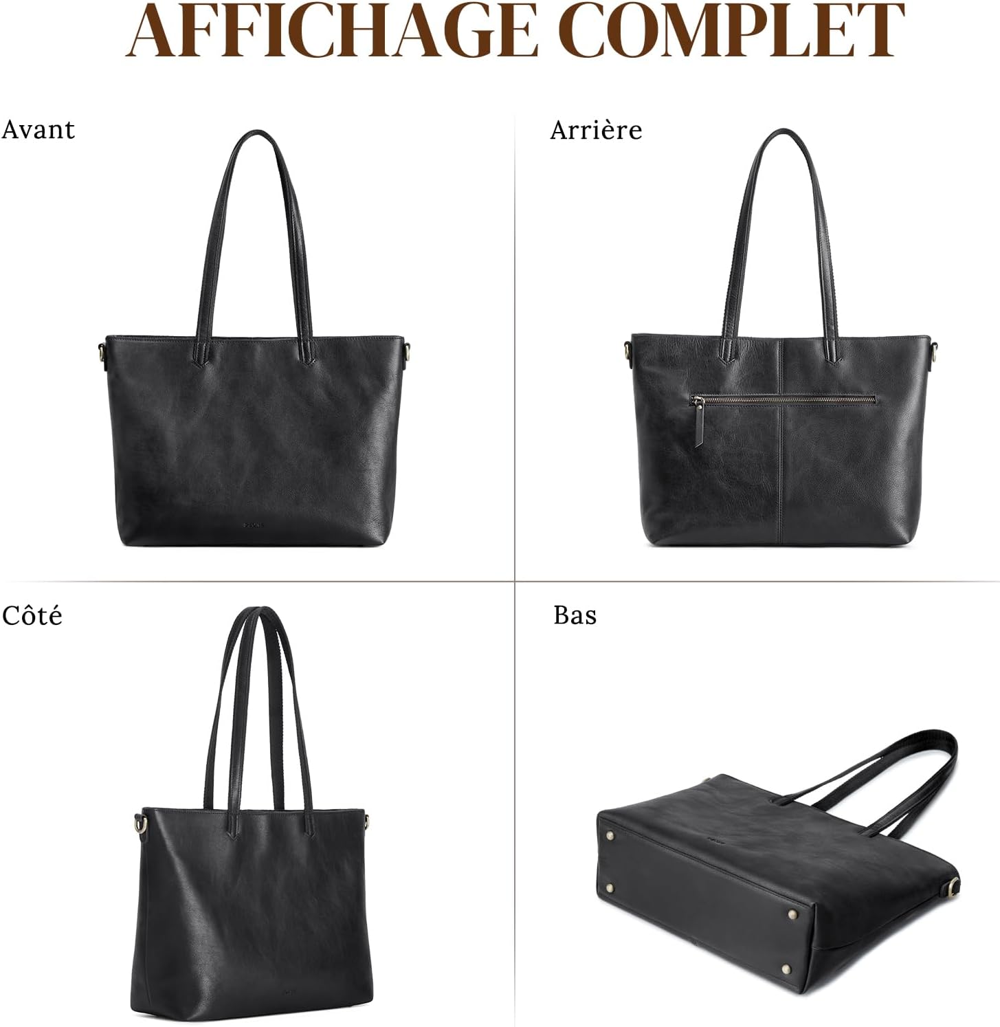 Thumbnail 6 de S-ZONE Lot de 2 grands sacs fourre-tout en cuir pour femme : organisation élégante et polyvalente