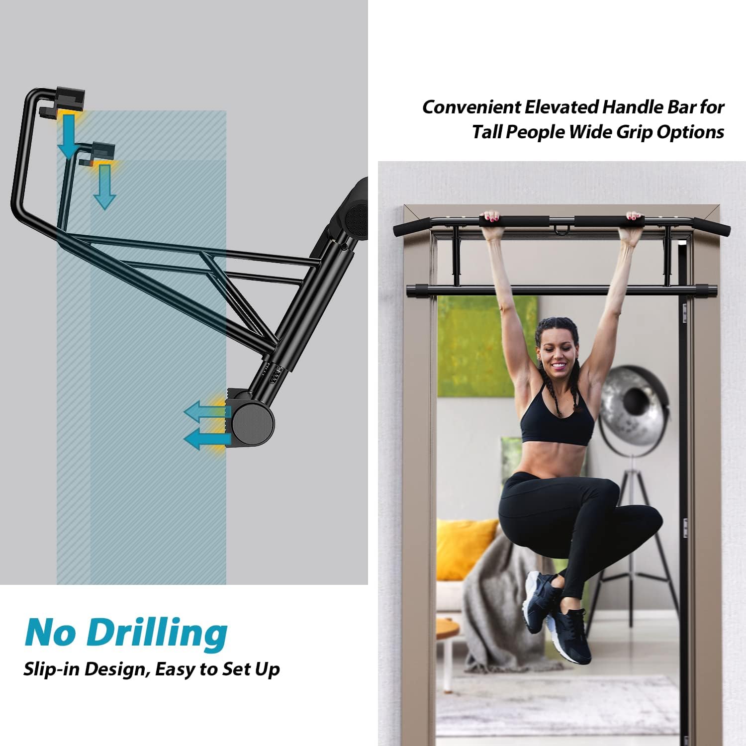 Detalle 2 de JX FITNESS Door Frame Pull Up Bar (Foldable, No Drilling) for Chin-ups at Home