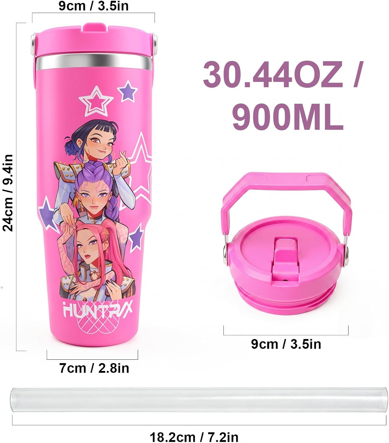 Detalle de KARAZZO SS-BO-900 Demon Hunters 32 oz Stainless Steel Bottle with Straw