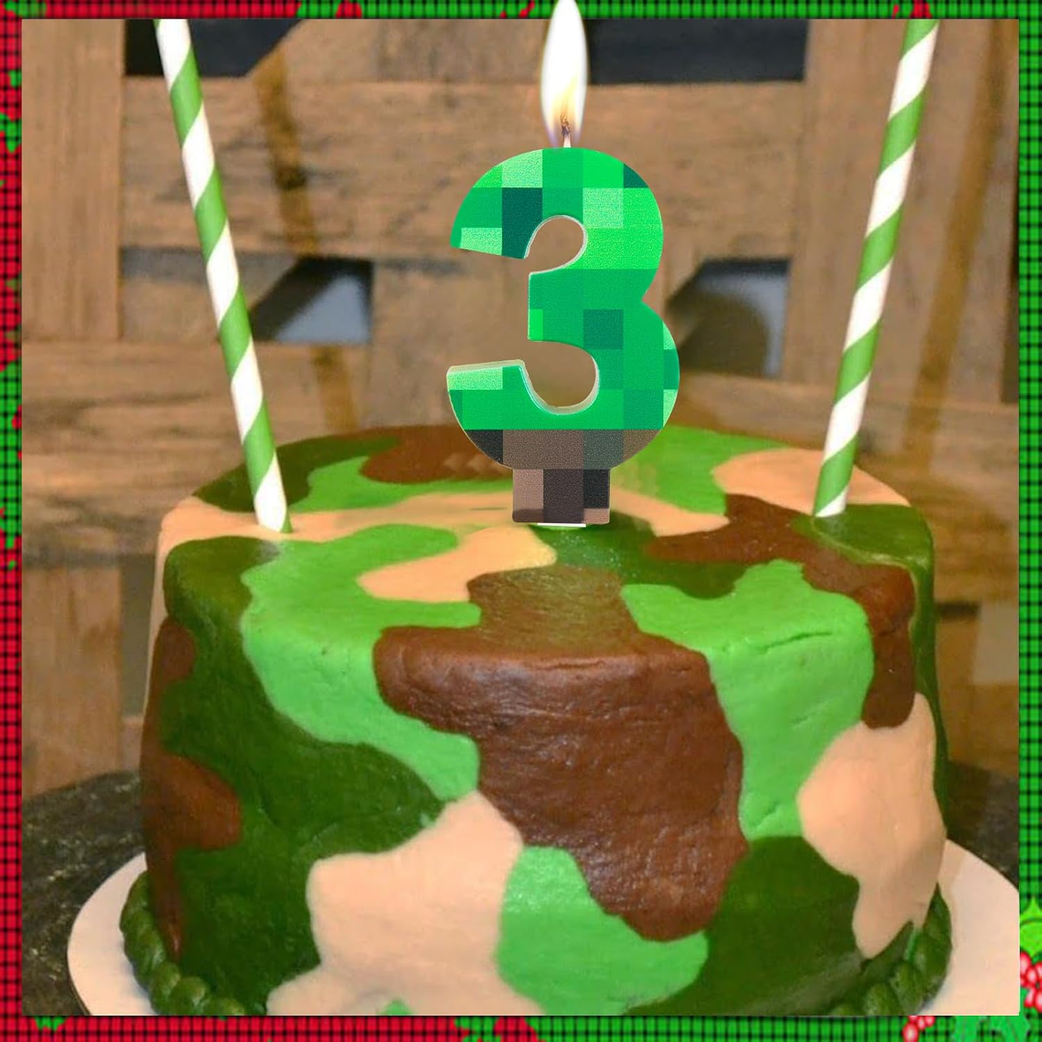 Thumbnail 2 de Yiran Numbe 10th Birthday Candles: Green Video Game Themed Number 10 Candle