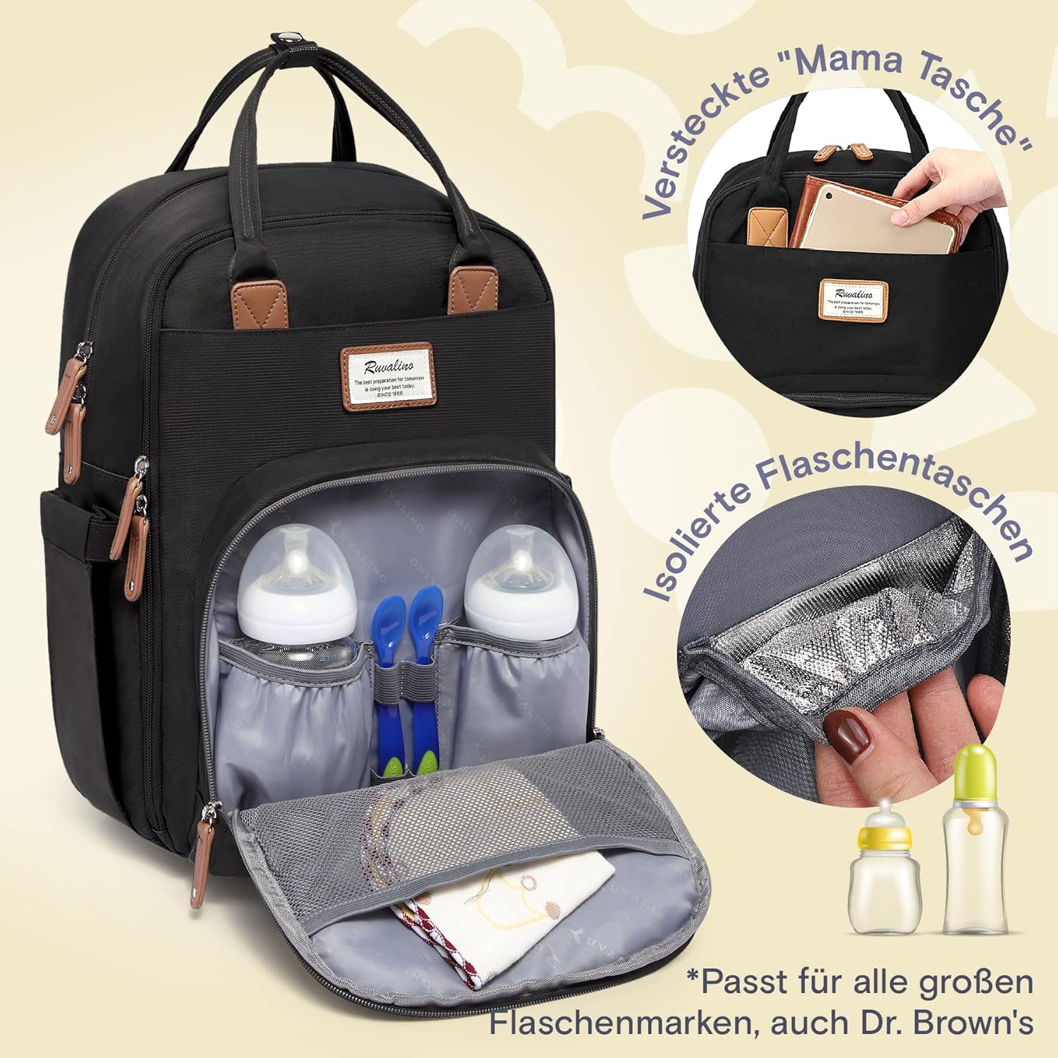 Thumbnail 1 de RUVALINO Baby Wickelrucksack – Multifunktionaler Wickeltaschen-Rucksack mit großer Kapazität