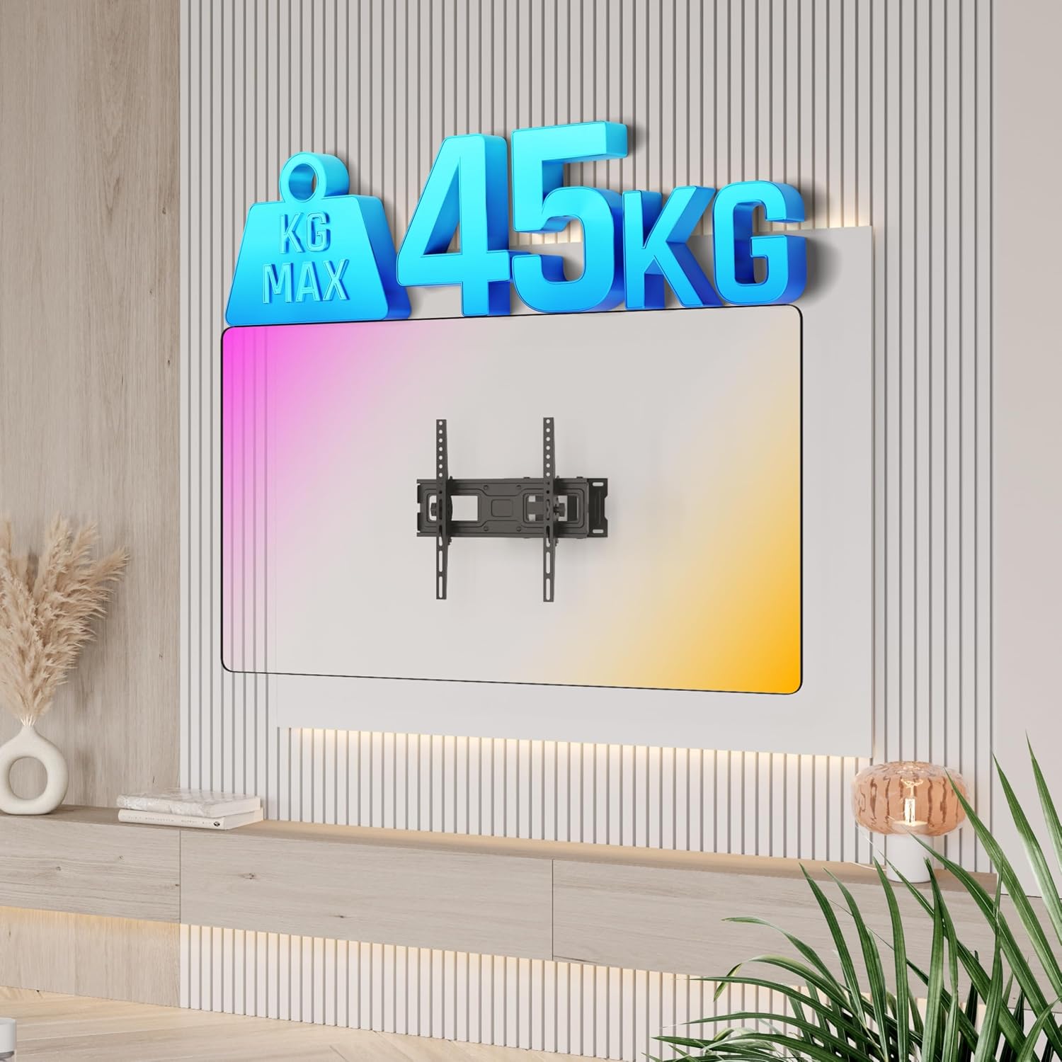 Detalle de RICOO S6244 Support mural TV universel 40–65 pouces, VESA 200x200 à 400x400, orientable et inclinable