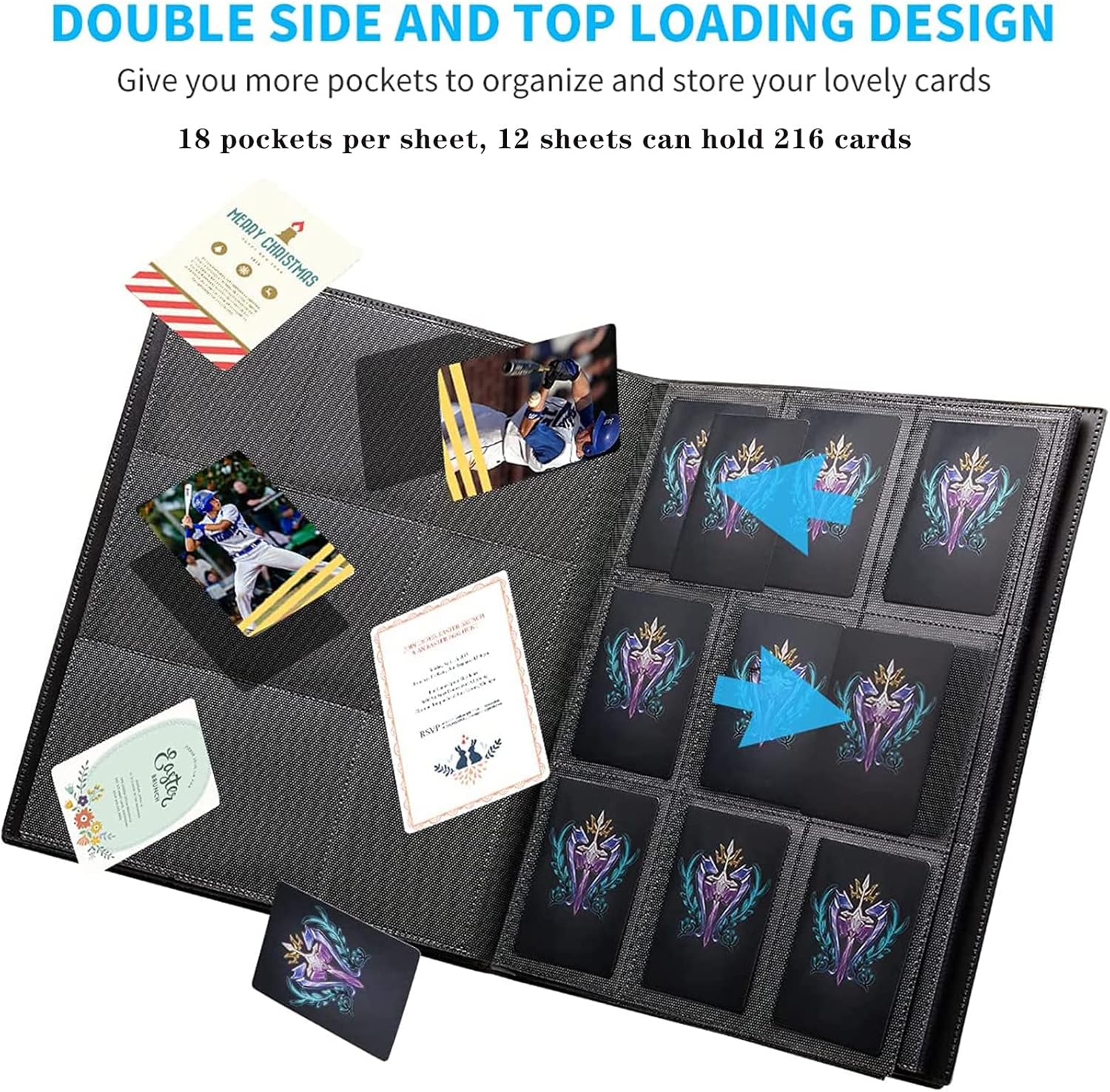 Detalle 2 de WAIZHIUA 9-Pocket 216-Pocket Card Binder