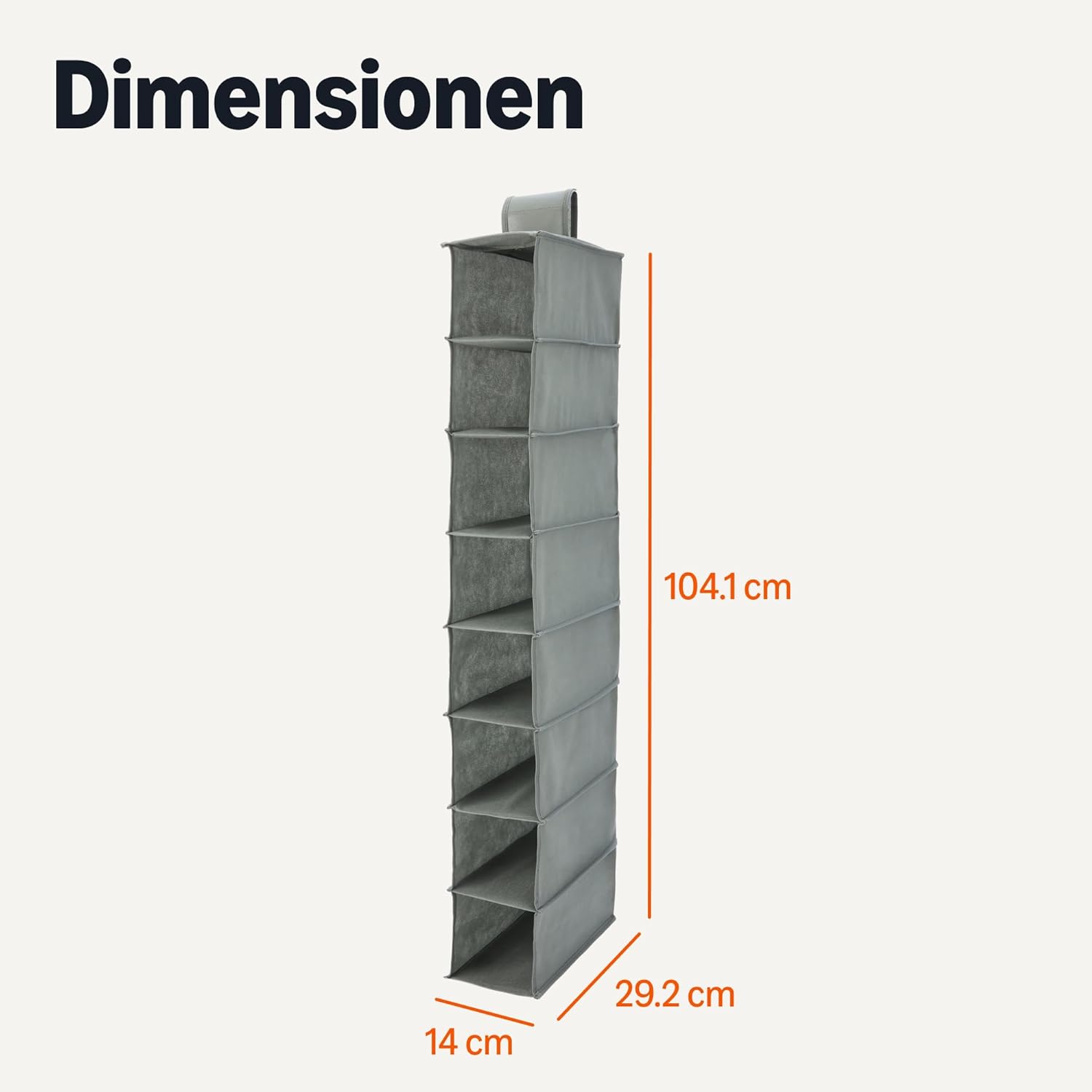 Detalle 2 de Amazon Basics Schuh-Organizer zum Aufhängen – 8 Ebenen, Anthrazit, 29,2 x 14 x 104,1 cm