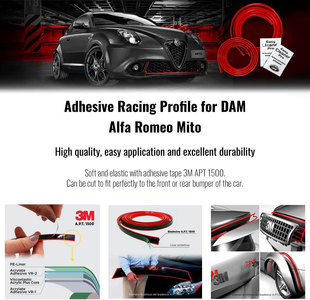 Detalle de Profilo Rosso Adesivo per DAM Paraurti Full Anteriore + Posteriore Alfa Mito