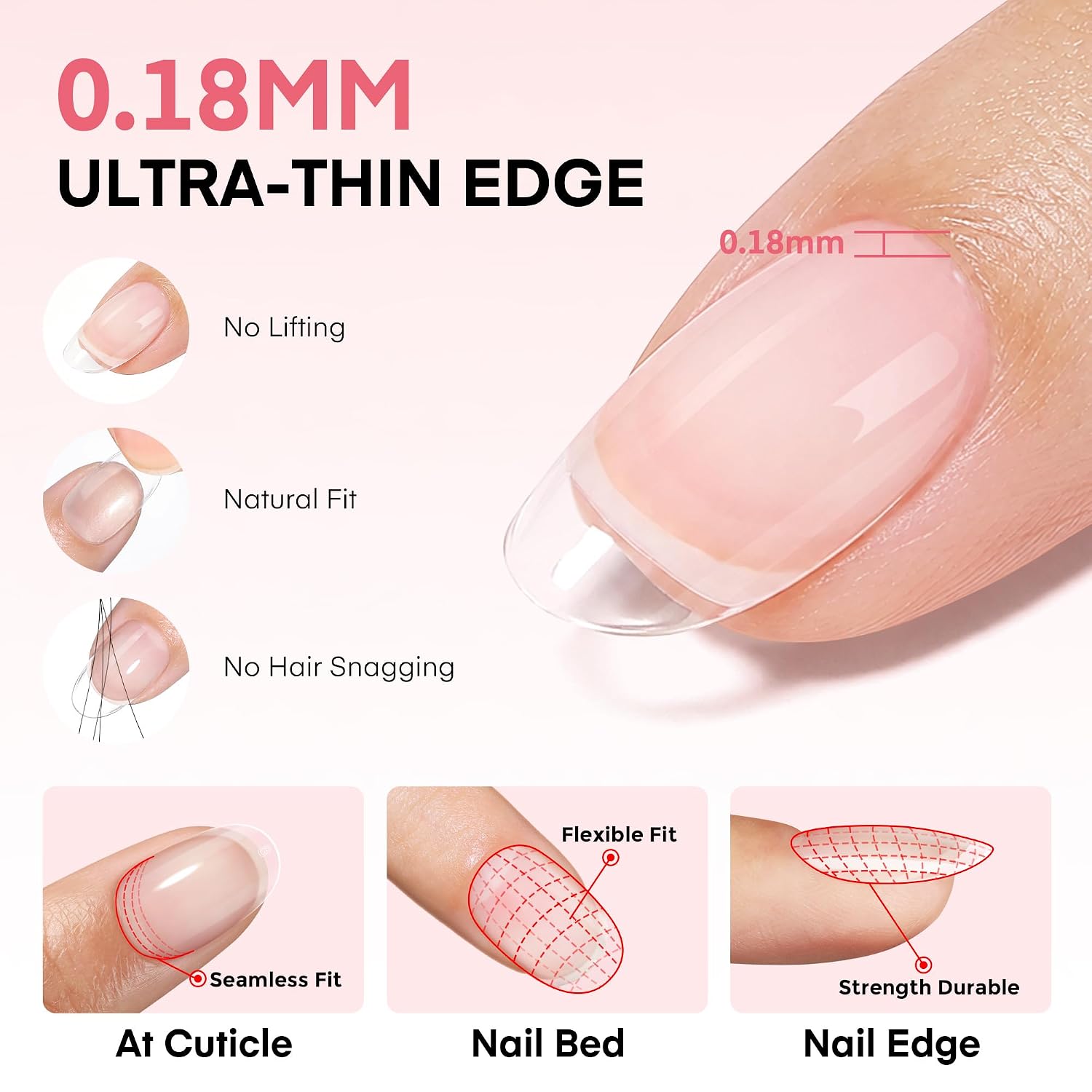 Detalle de UNA GELLA Short Oval Nail Tips, 150-Piece Set