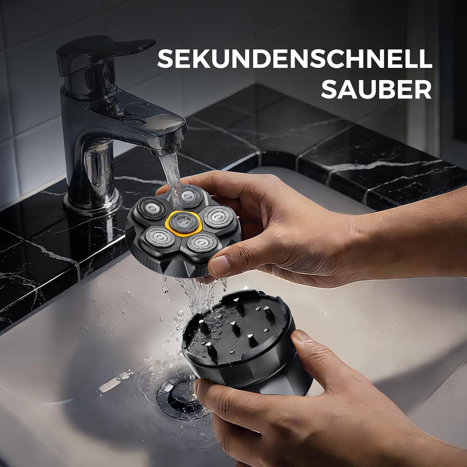 Thumbnail 4 de Qhot Glatzen Rasierer Herren – elektrischer Kopfrasierer mit 120-Min-Akku, 6D-Schwimmkopf & LED-Display