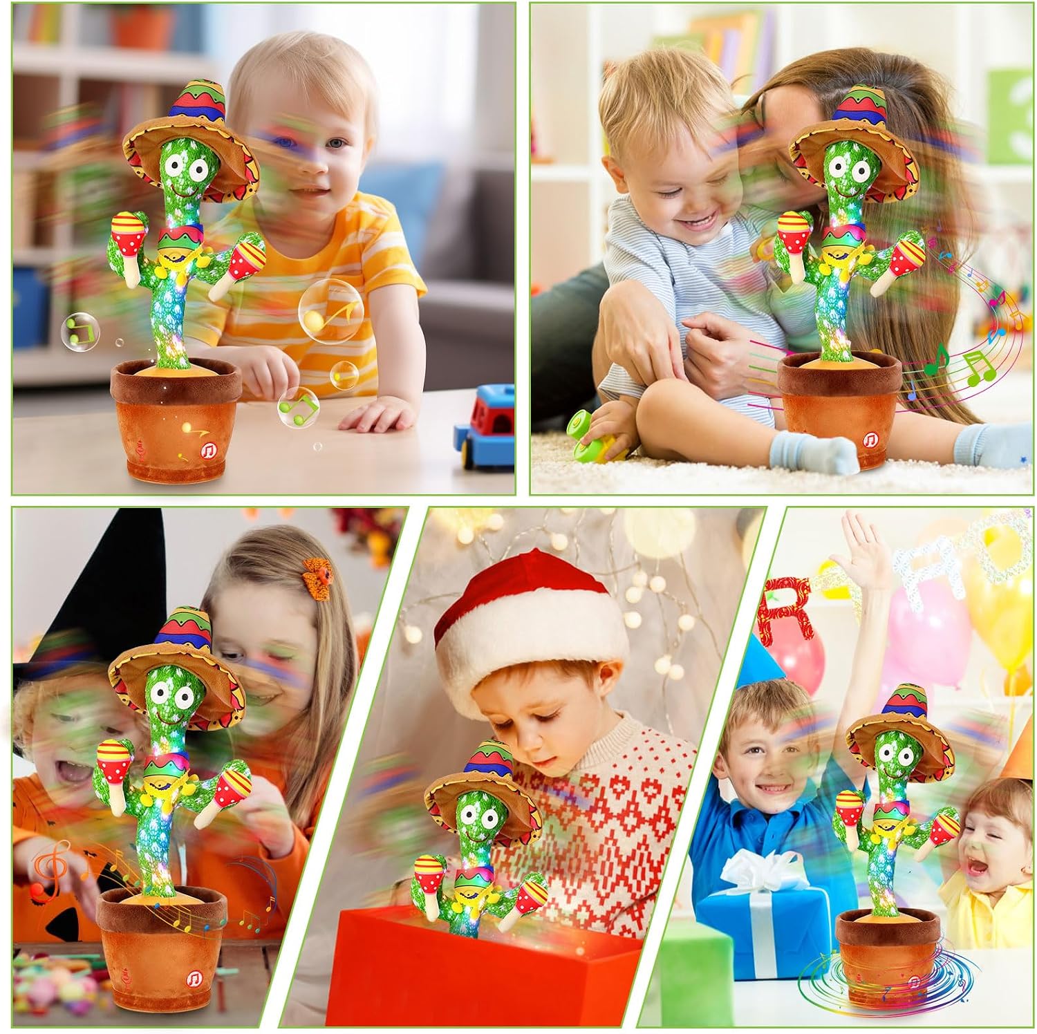 Detalle 2 de Sprechender Kaktus Spielzeug – Singend, Tanzend, Leuchtend | Interaktives Kuscheltier für Jungen und Mädchen