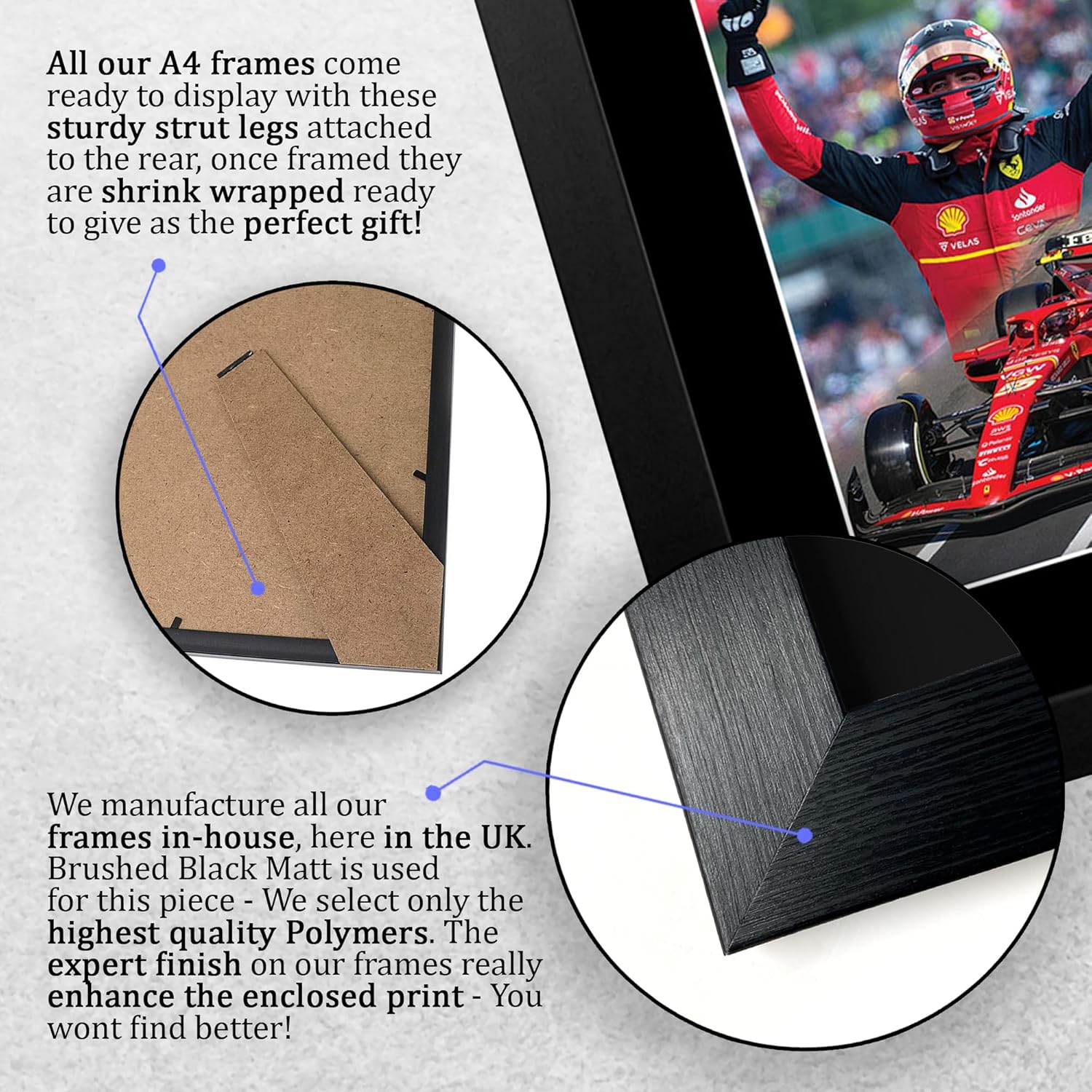 Thumbnail 6 de HWC Trading FR A4 Carlos Sainz Jr Ferrari Gifts Printed Signed Autograph Picture (A4 framed)