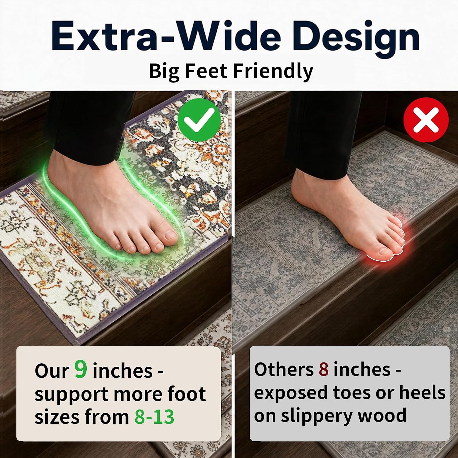 Detalle 2 de Arisework Extra Wide Stair Treads (76 x 22.8 cm) – 15 Pack for Non-Slip Indoor Use